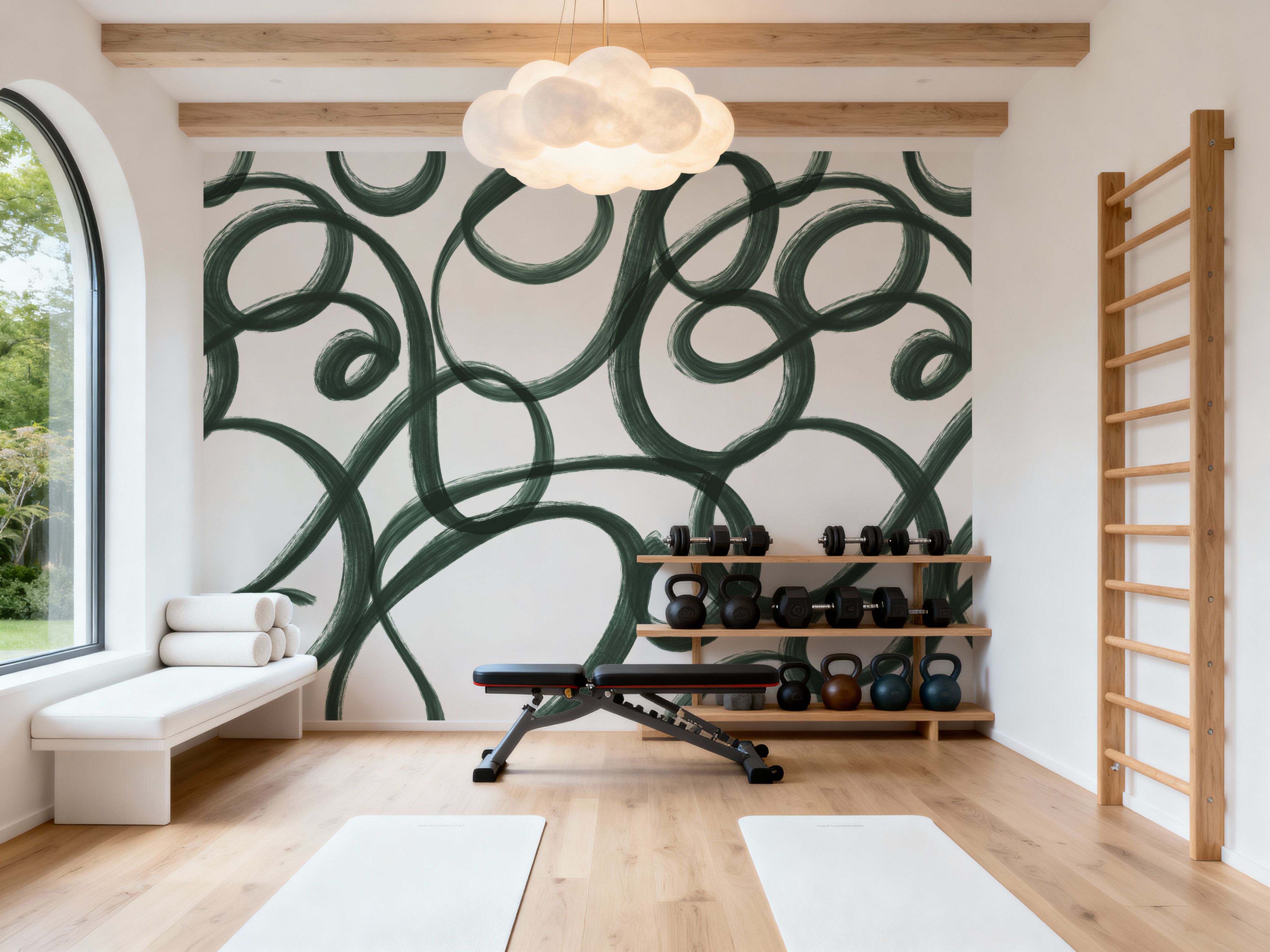 Curly Brush Lines, Salamander Green