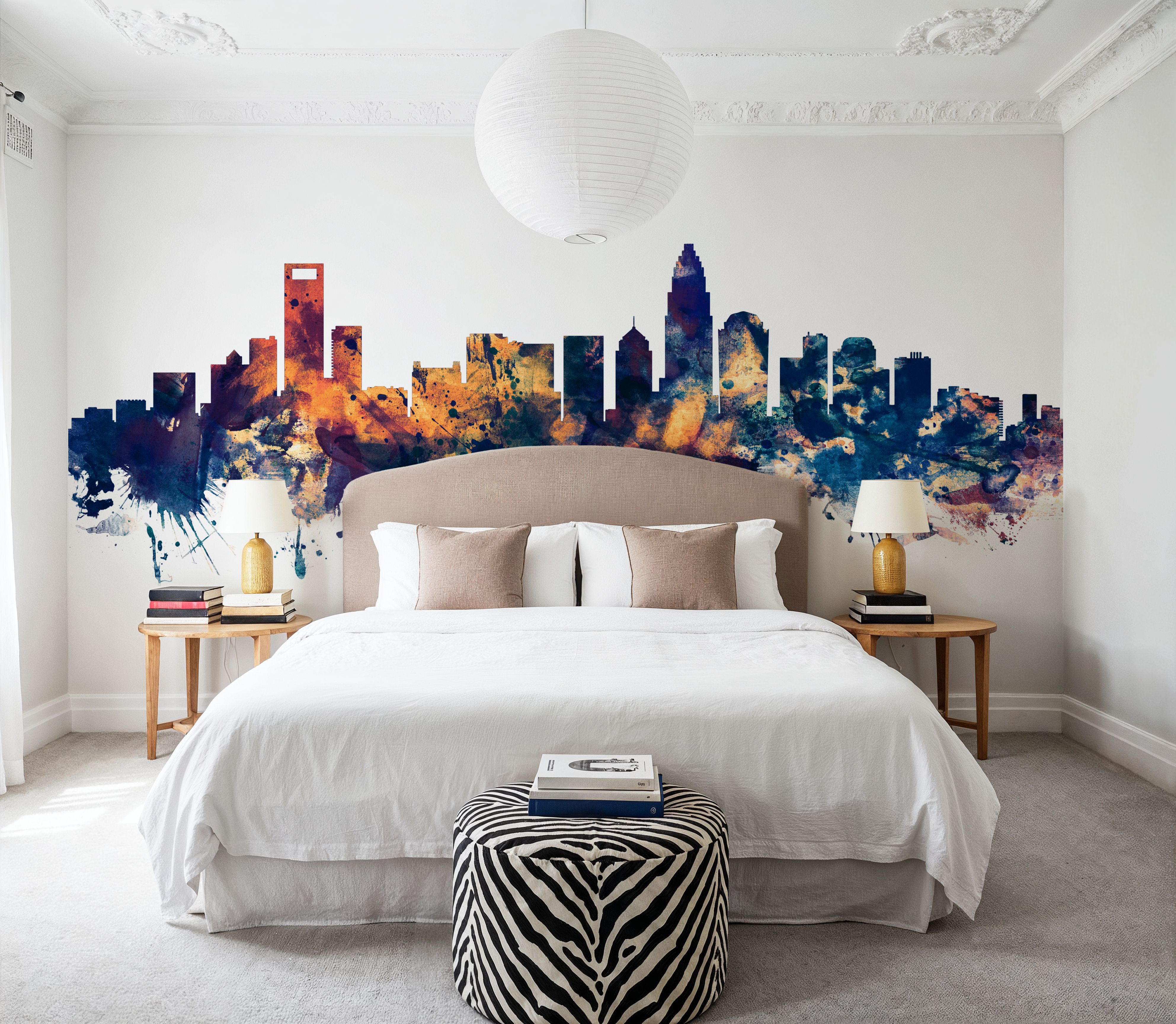 Charlotte North Carolina Skyline Blue & Bronze