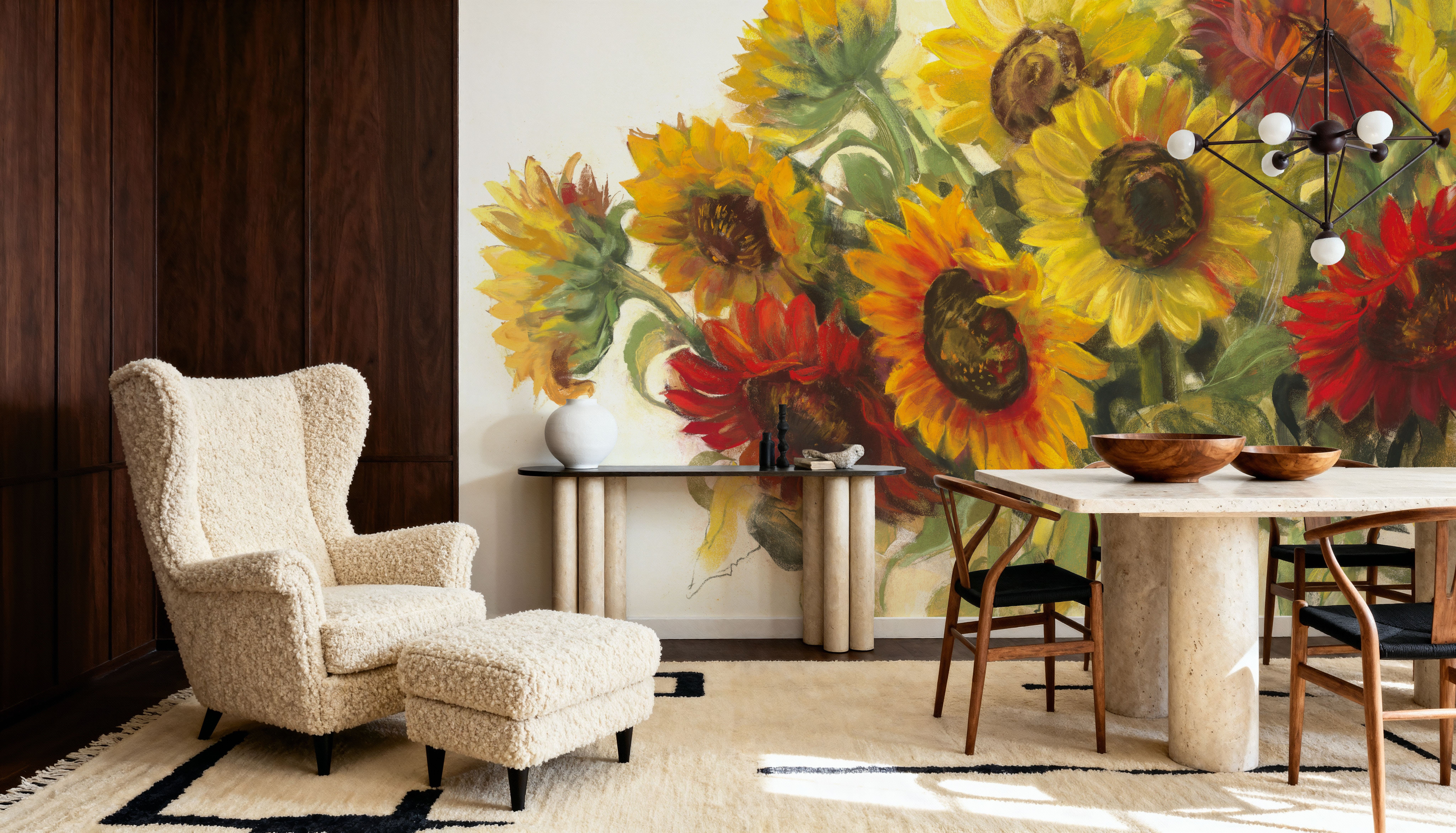 Gathering Sunflowers on White