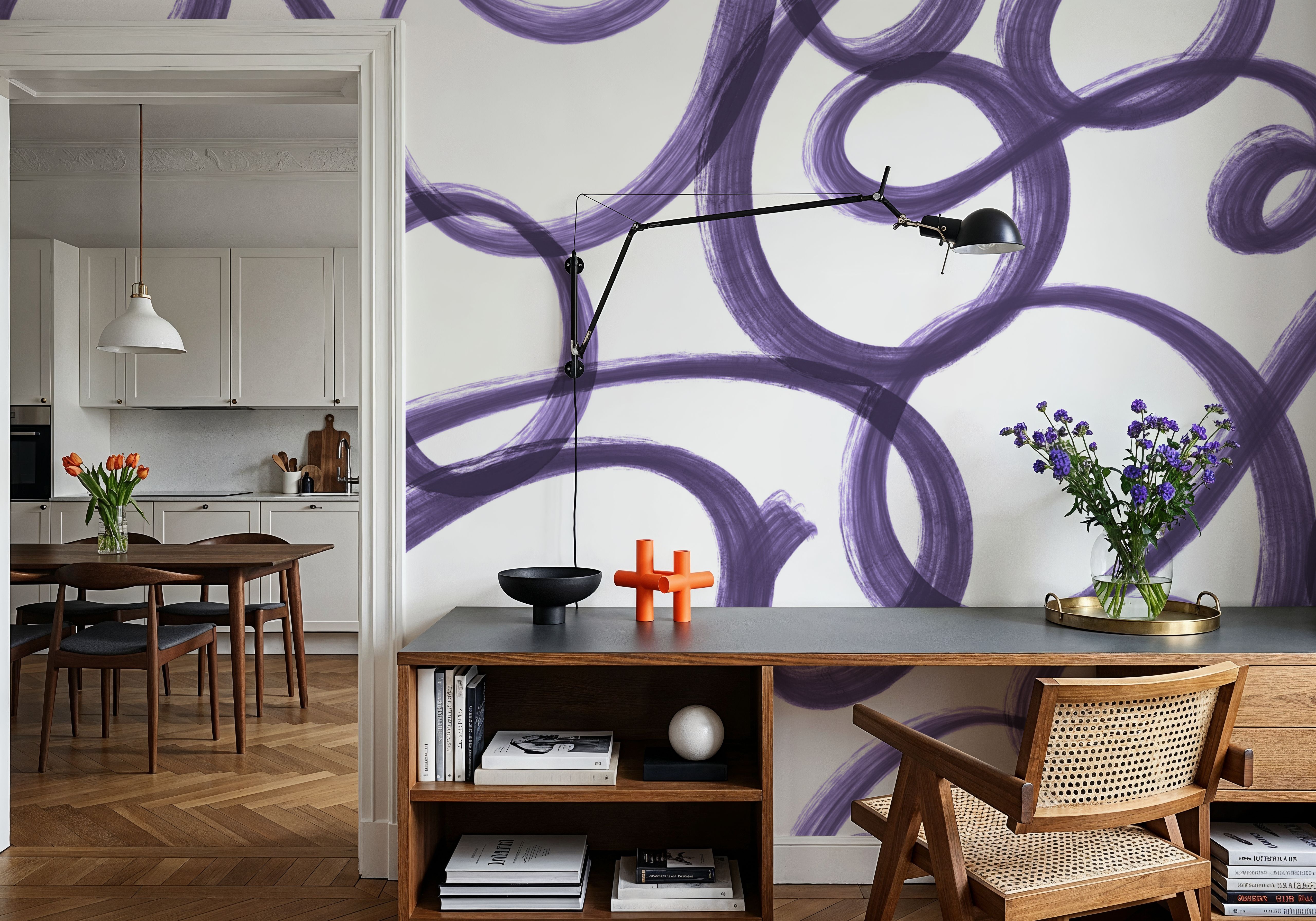 Curly Brush Lines, Grape