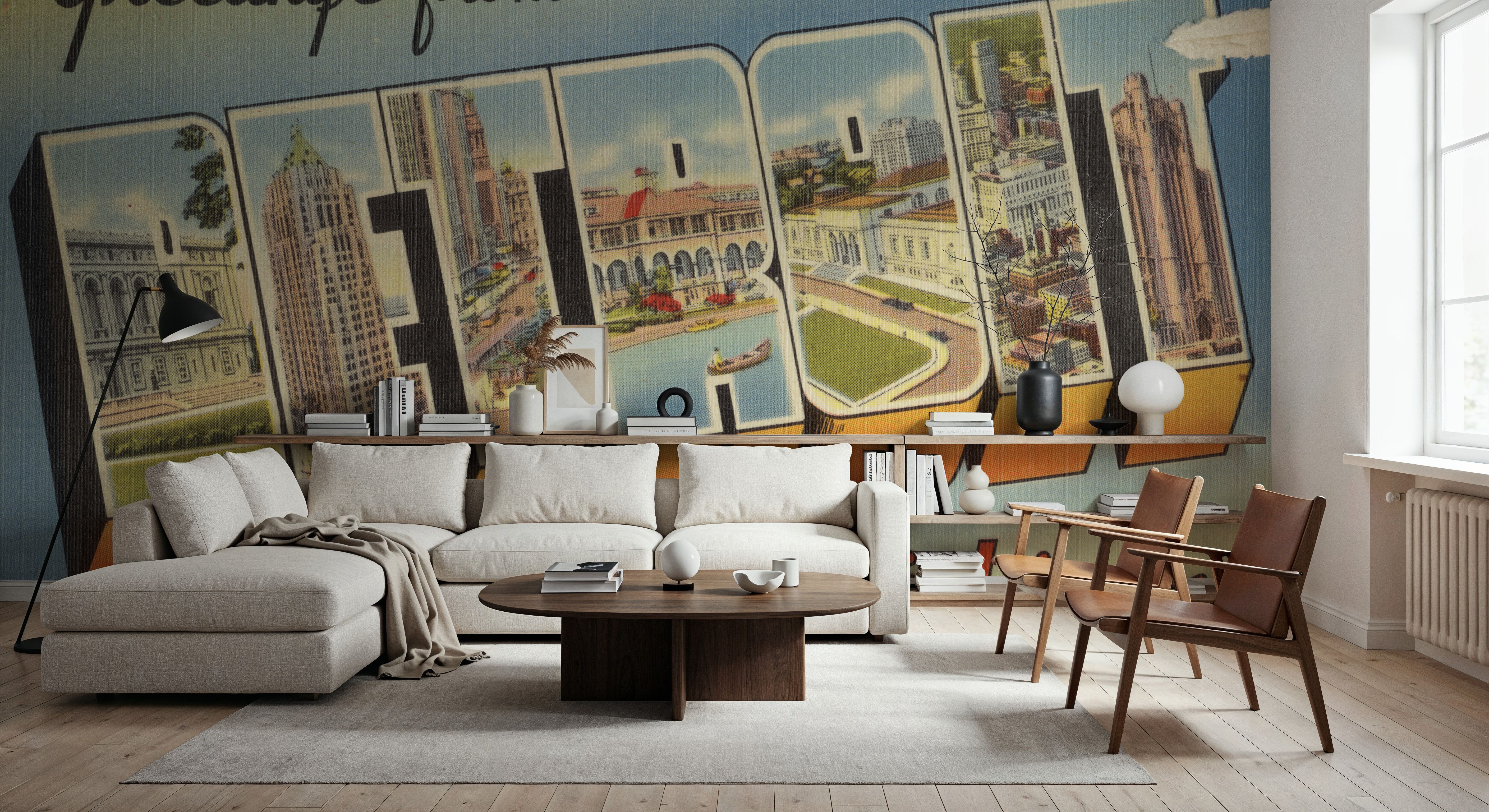 Greetings from Detroit - Screenprint Postcard, Wallpaper