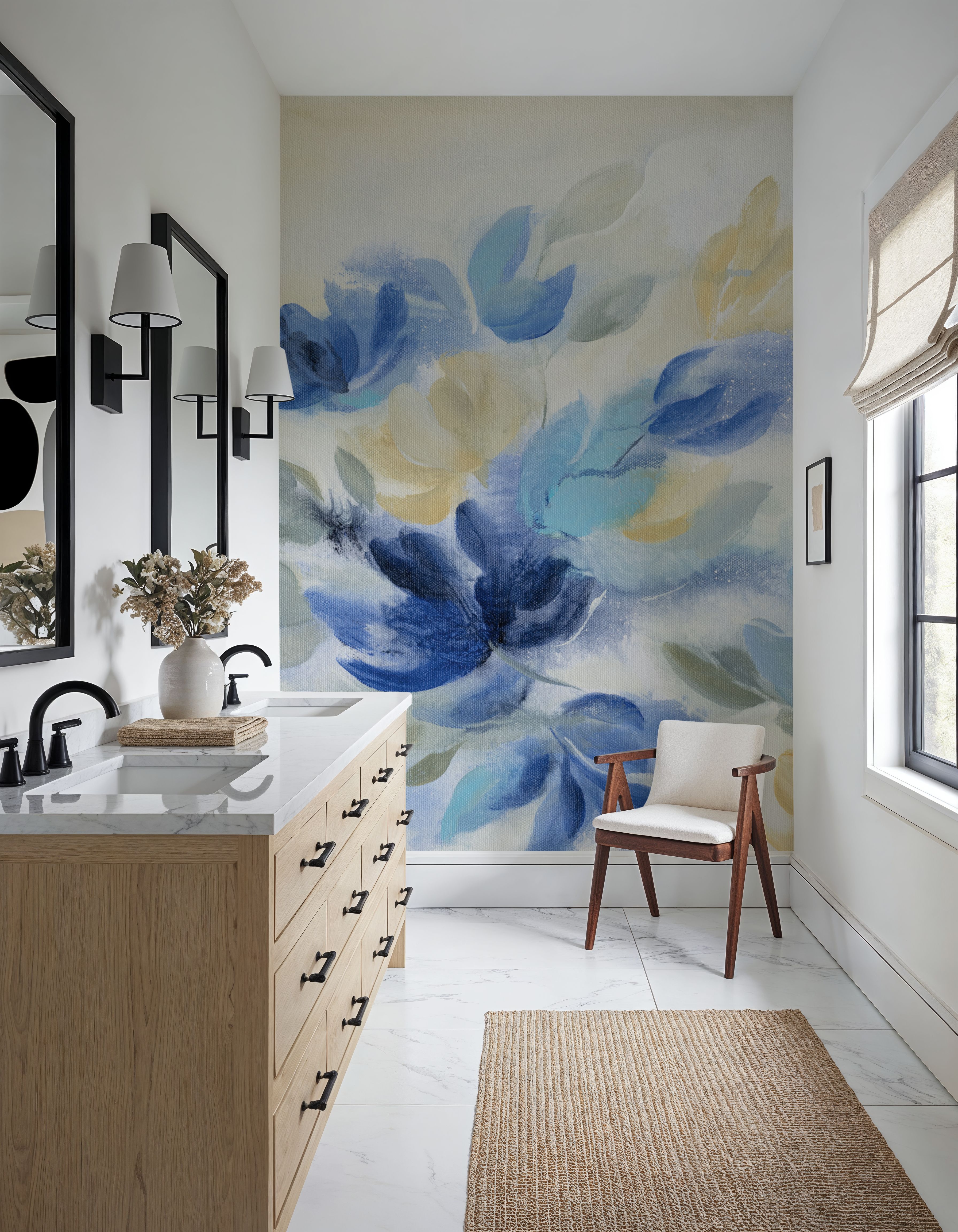 Sapphire Blue Floral I