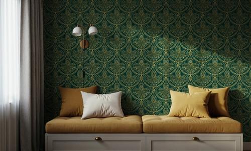 Art Deco Peacock Scallops, Emerald