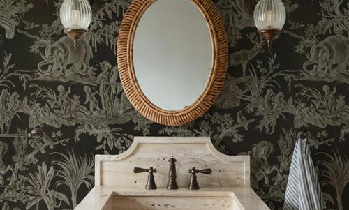 Patinated Linen Toile de Jouy, Ink