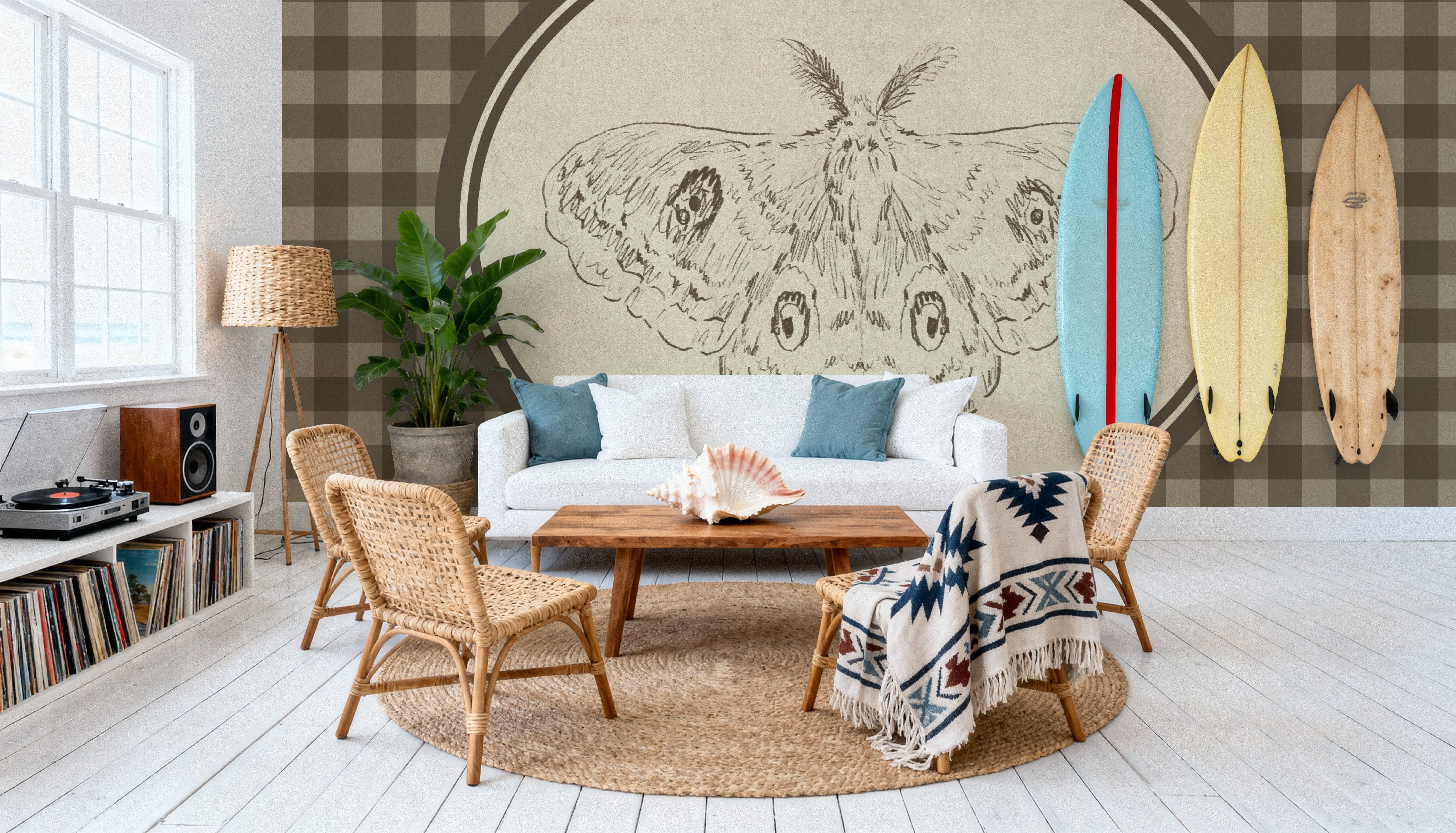 Woodland Moth Gingham, Tapeten