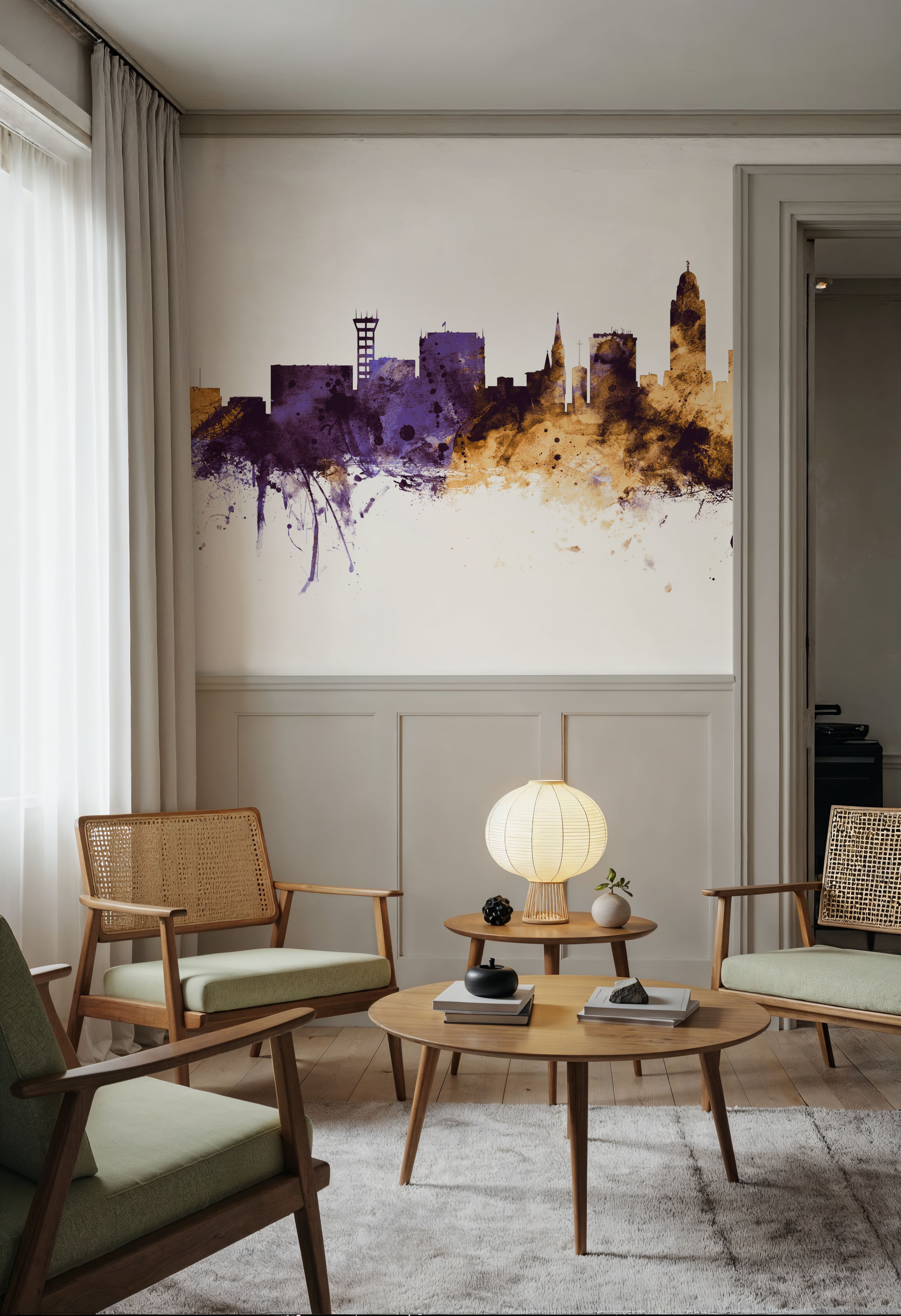 Lincoln Nebraska Skyline Purple & Gold