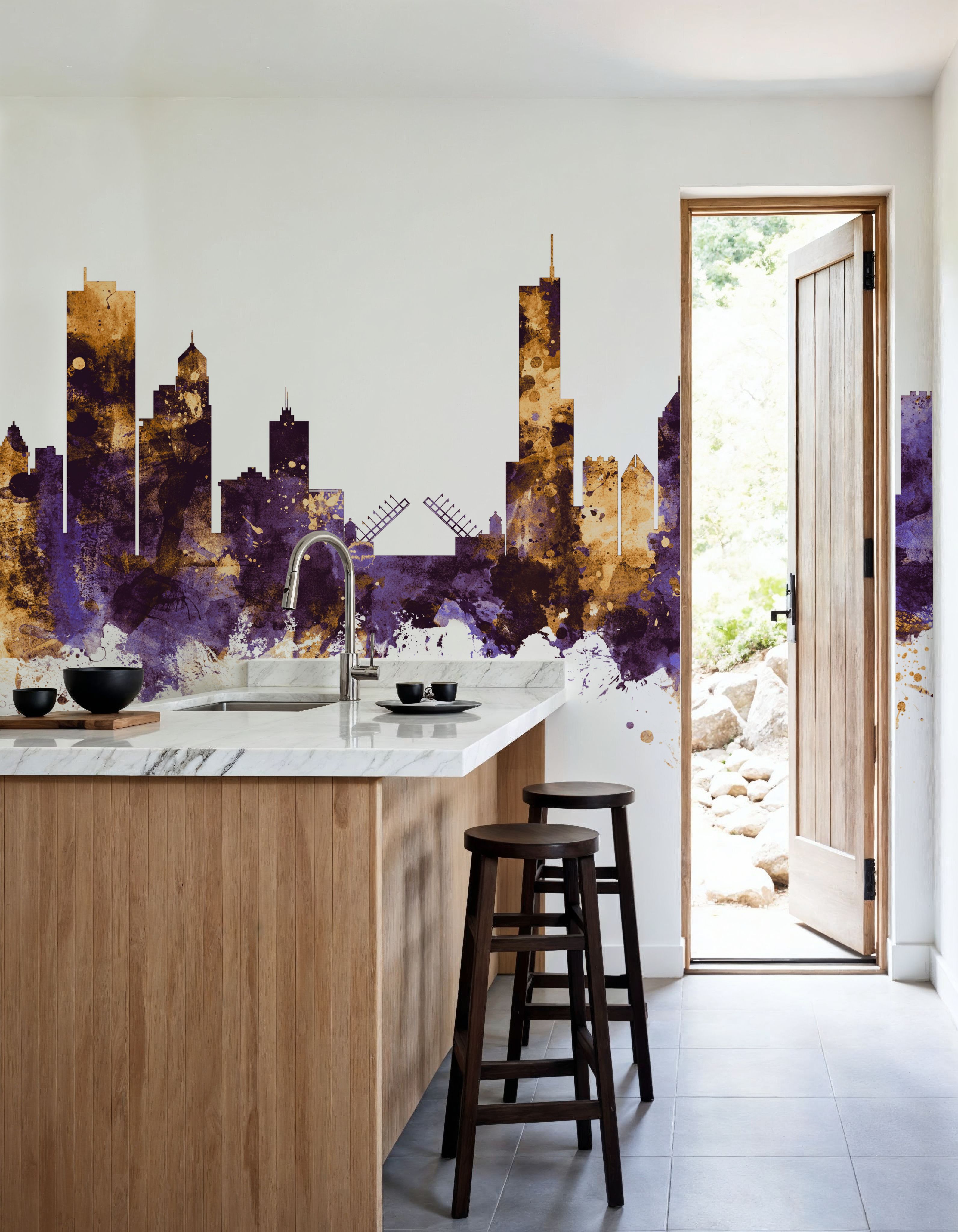 Chicago Illinois Skyline Purple & Gold