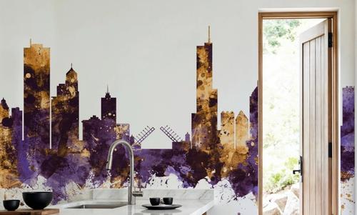 Chicago Illinois Skyline Purple & Gold