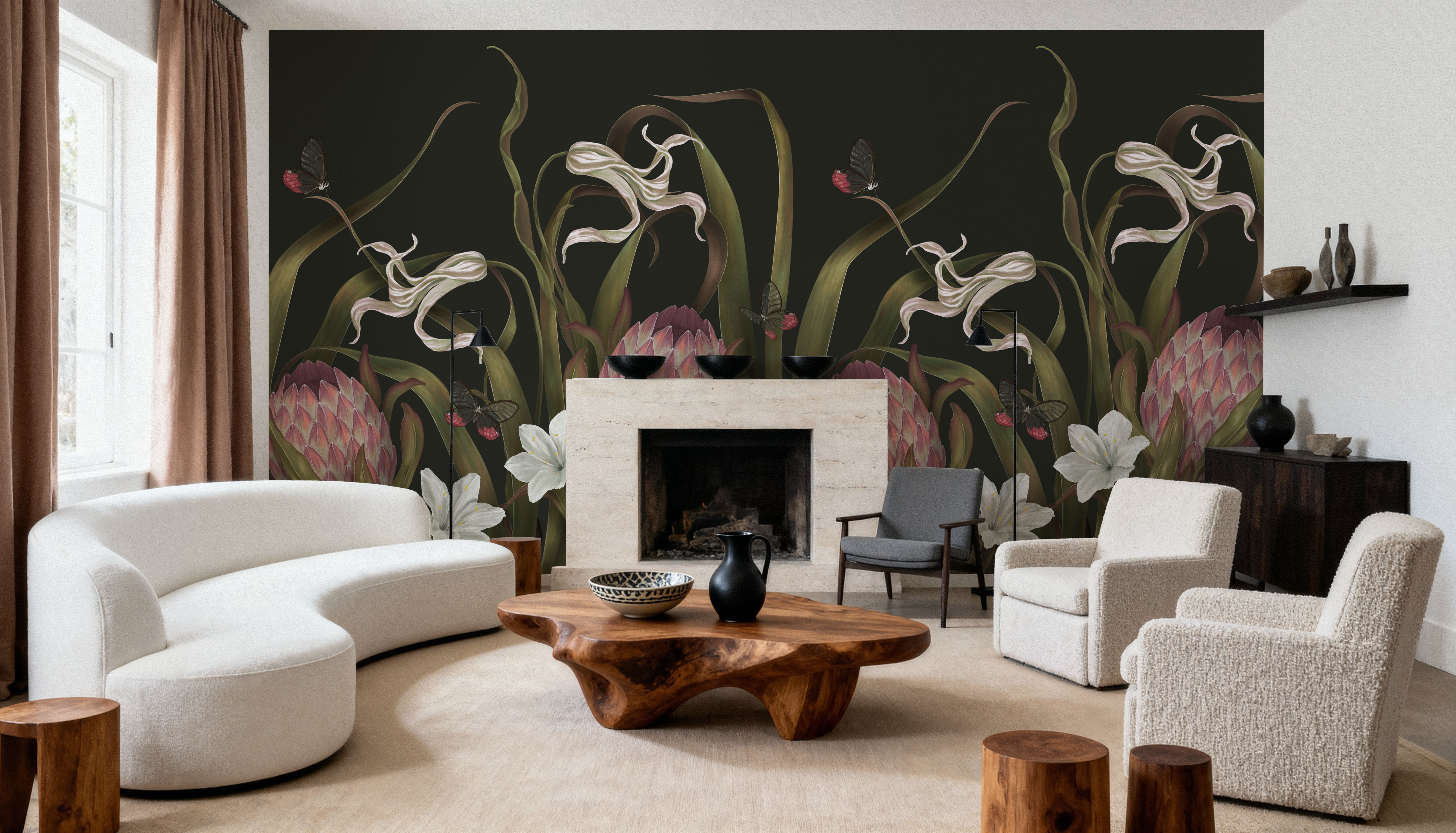 Protea Buds and Butterflies