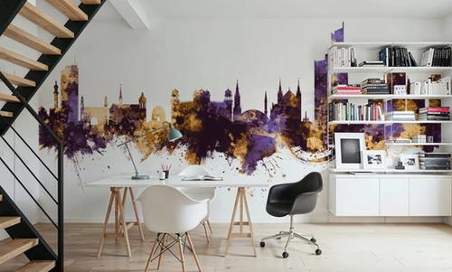 Karachi Pakistan Skyline Purple & Gold