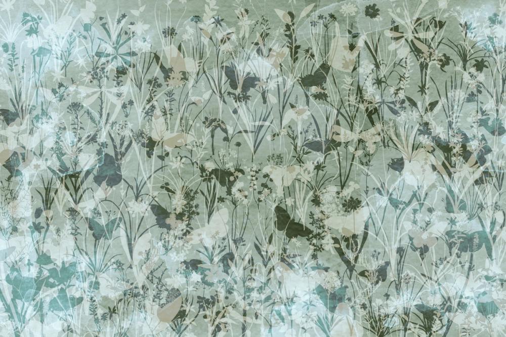 Herbals and Butterflies Double Silhouette Green Black