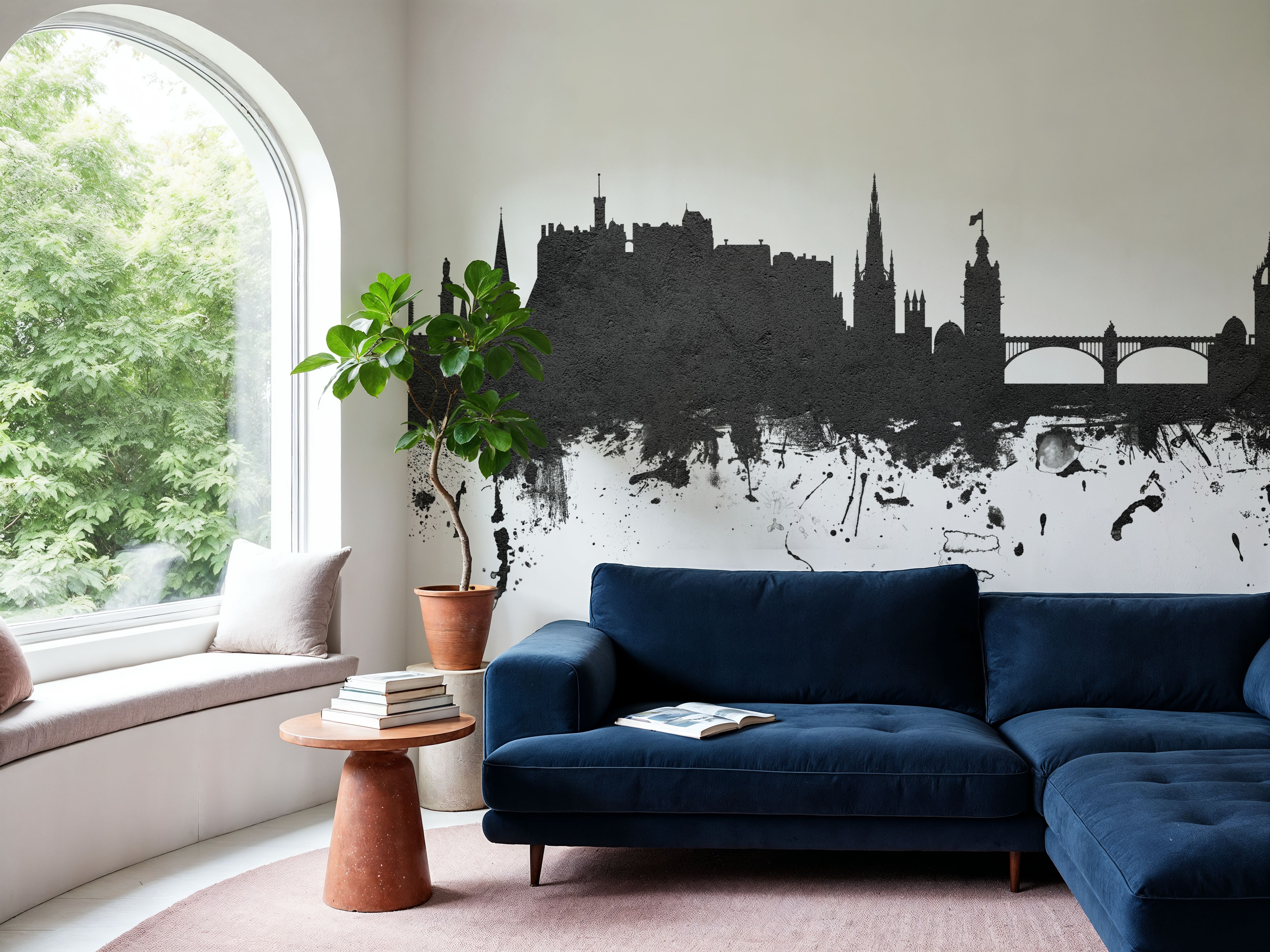 Edinburgh Scotland Skyline Black & White