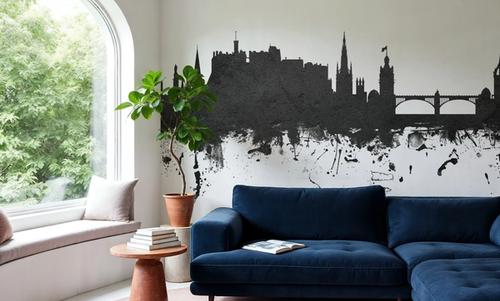 Edinburgh Scotland Skyline Black & White