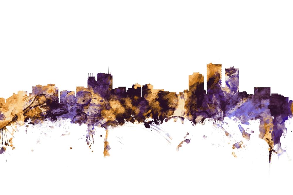 Anchorage Alaska Skyline Purple & Gold