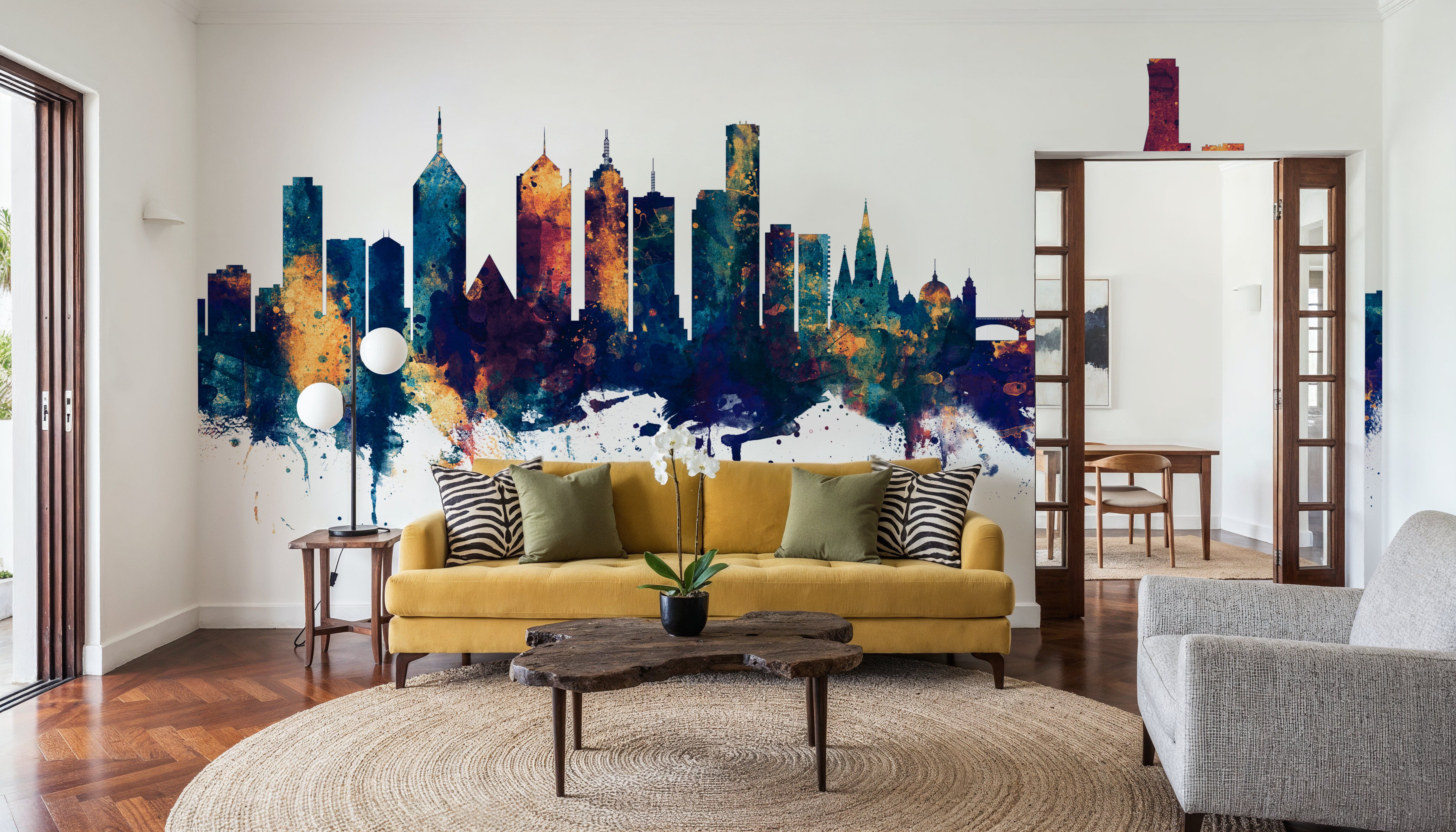 Melbourne Australia Skyline Blue & Bronze