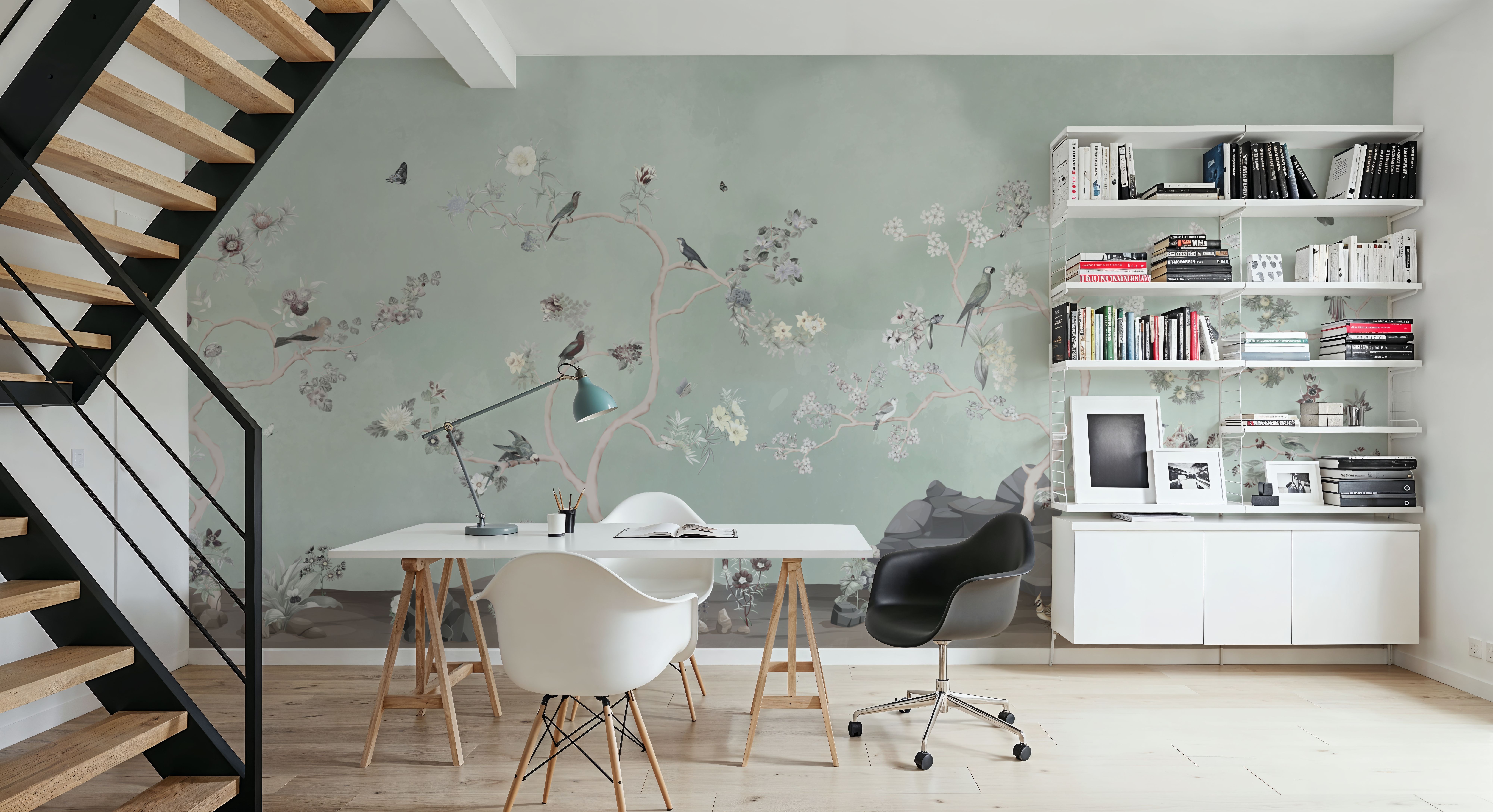 Birds in the Garden Blue Green