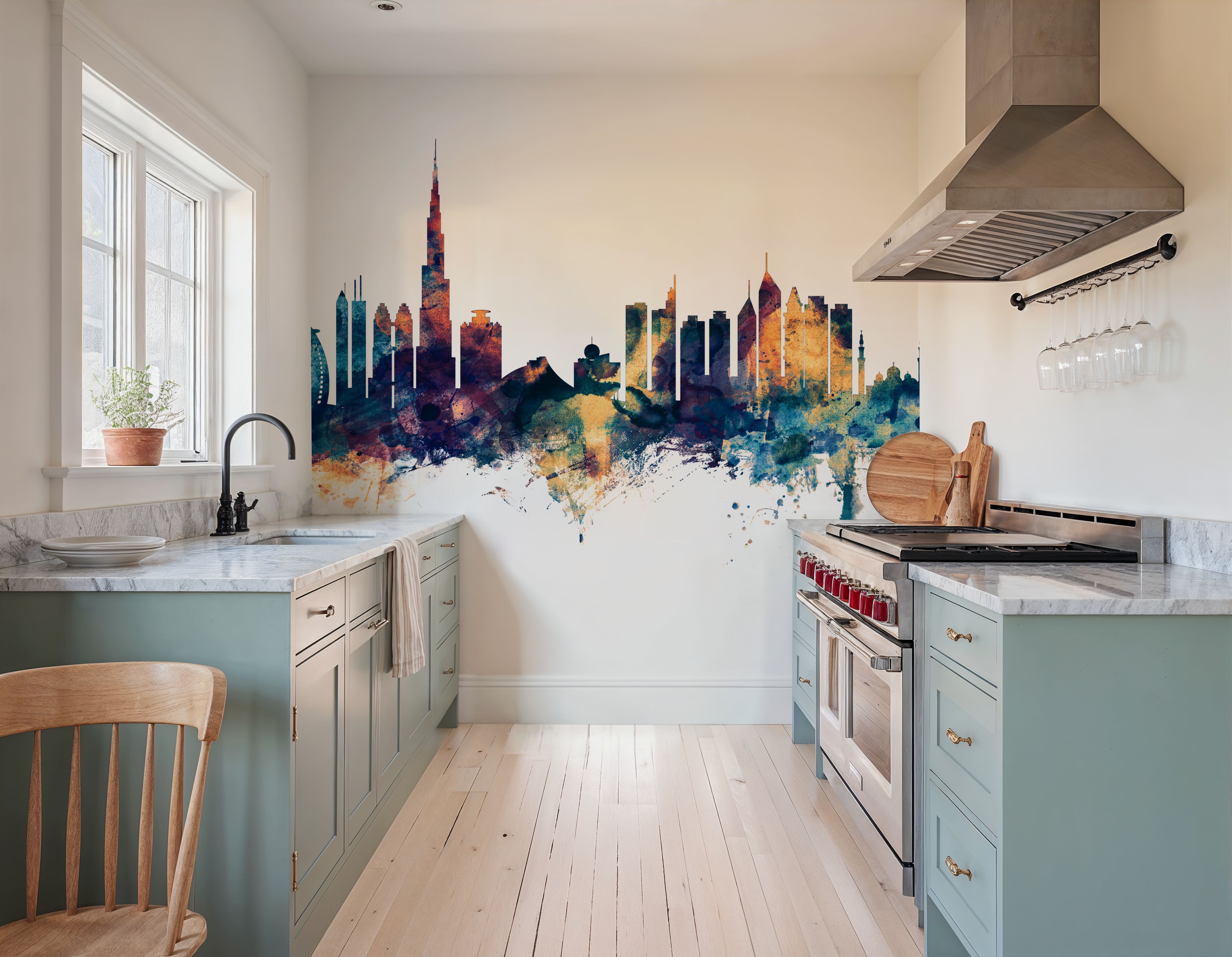 Dubai Skyline Blue & Bronze