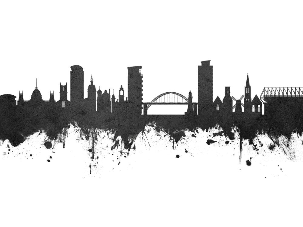 Sunderland England Skyline Black & White