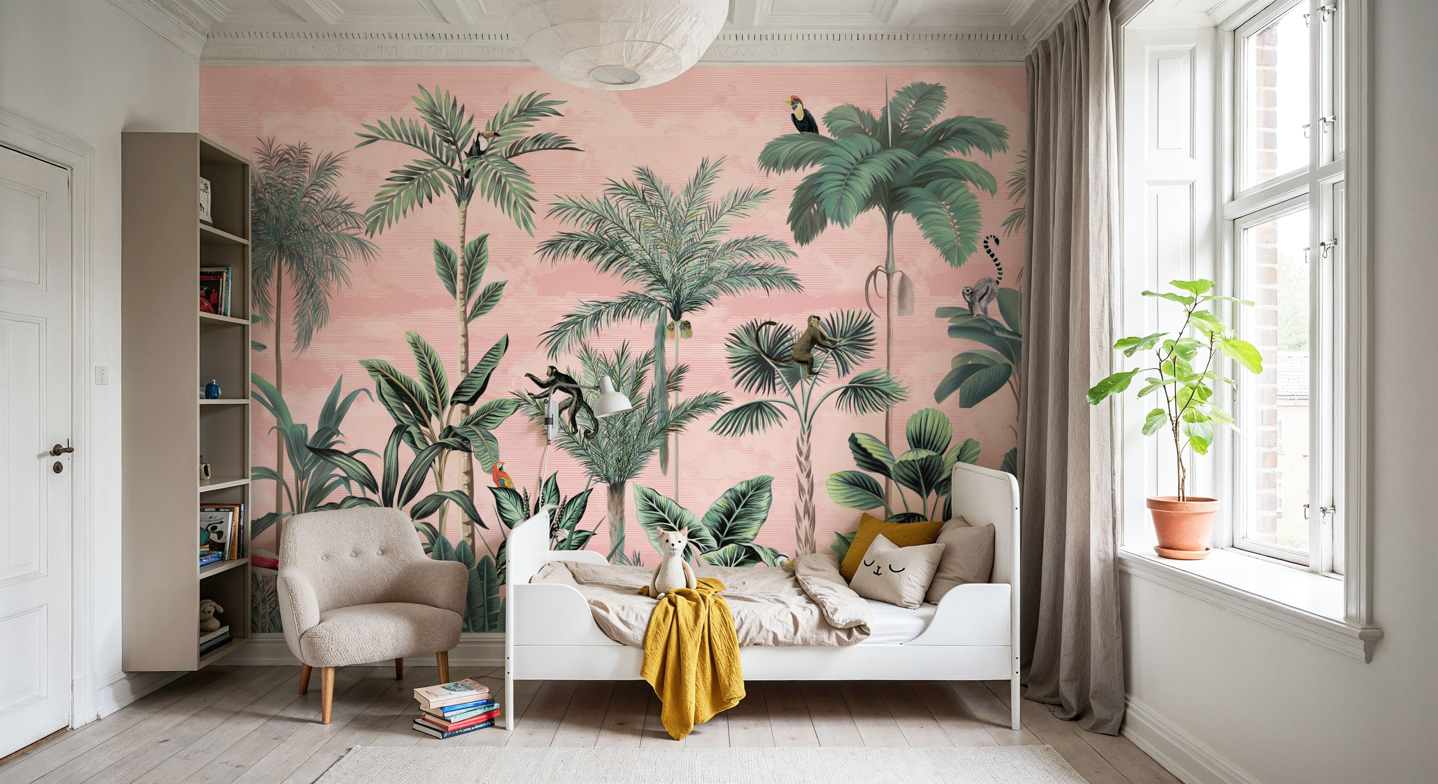 Jungle Delight, Peach, Behang