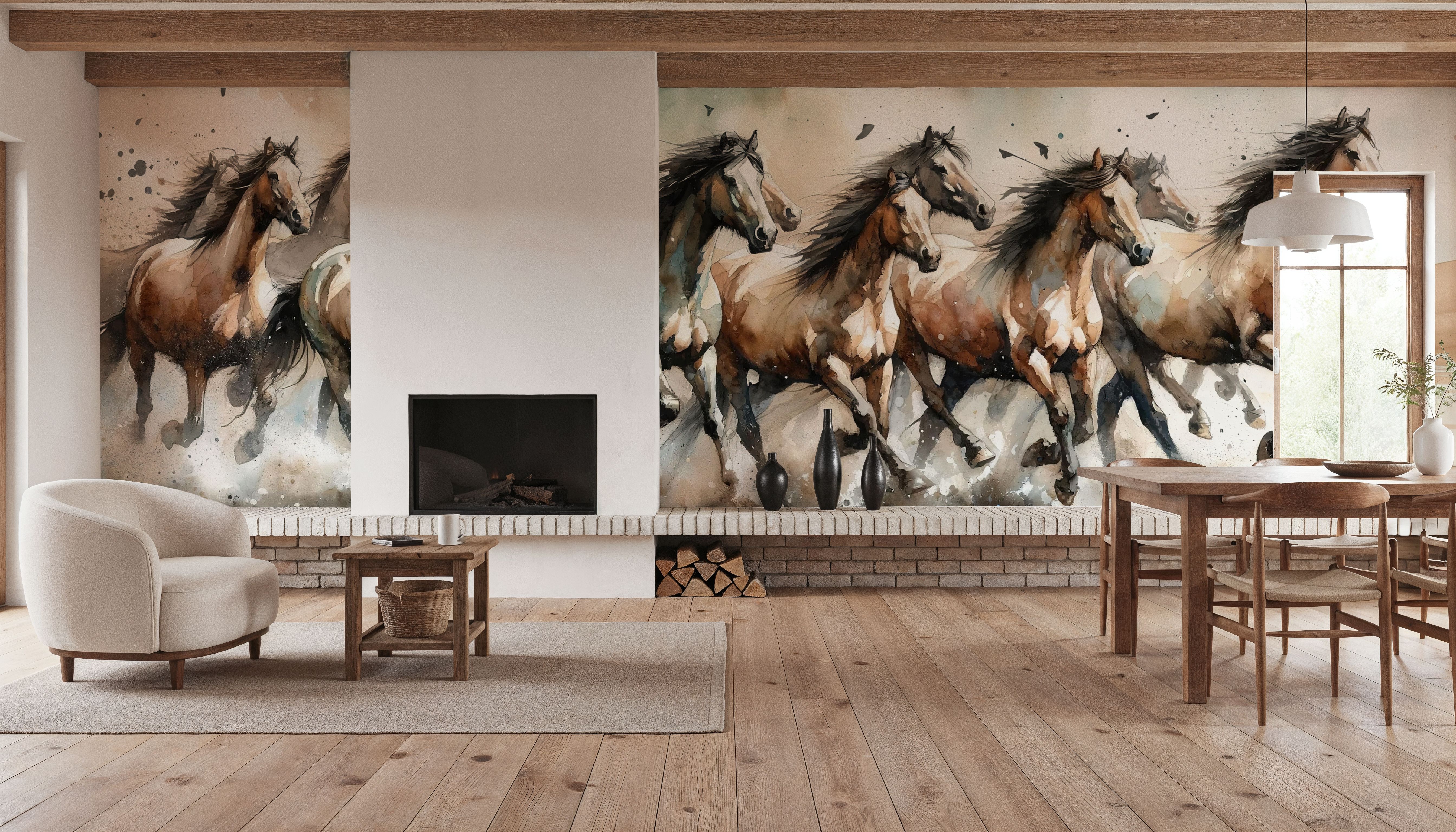 Horses Galloping Watercolor