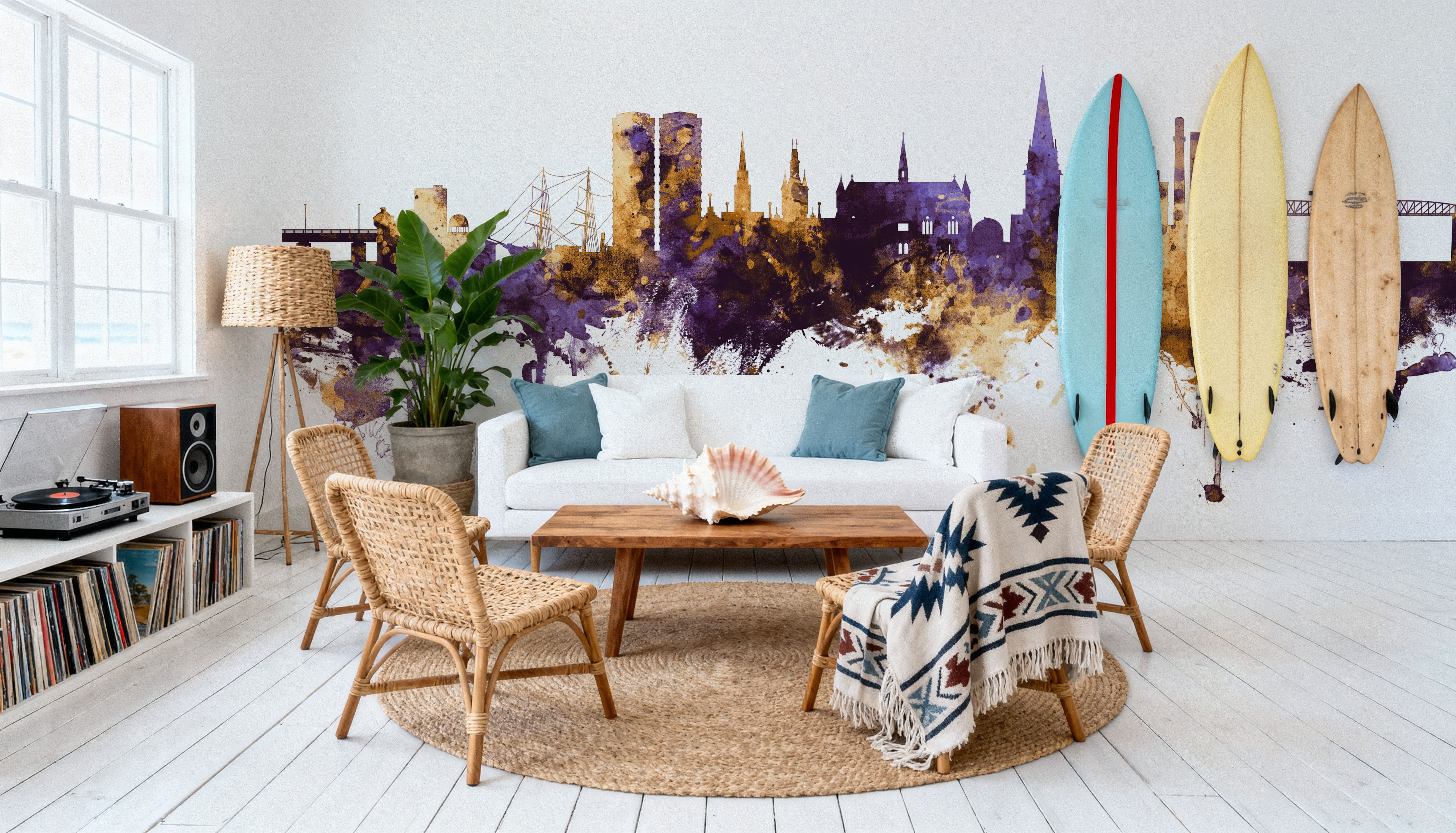 Dundee Scotland Skyline Purple & Gold