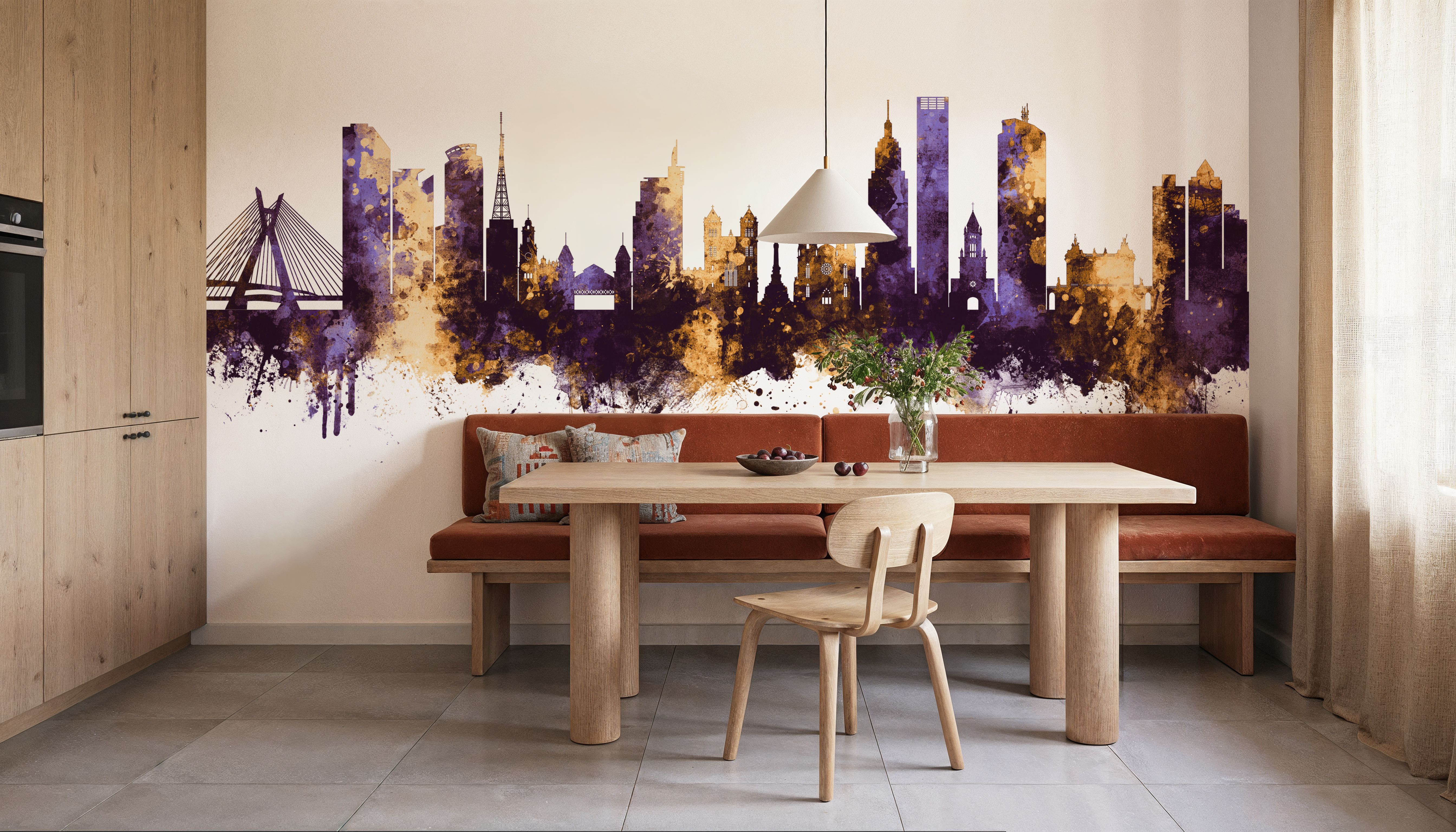 São Paulo Brazil Skyline Purple & Gold