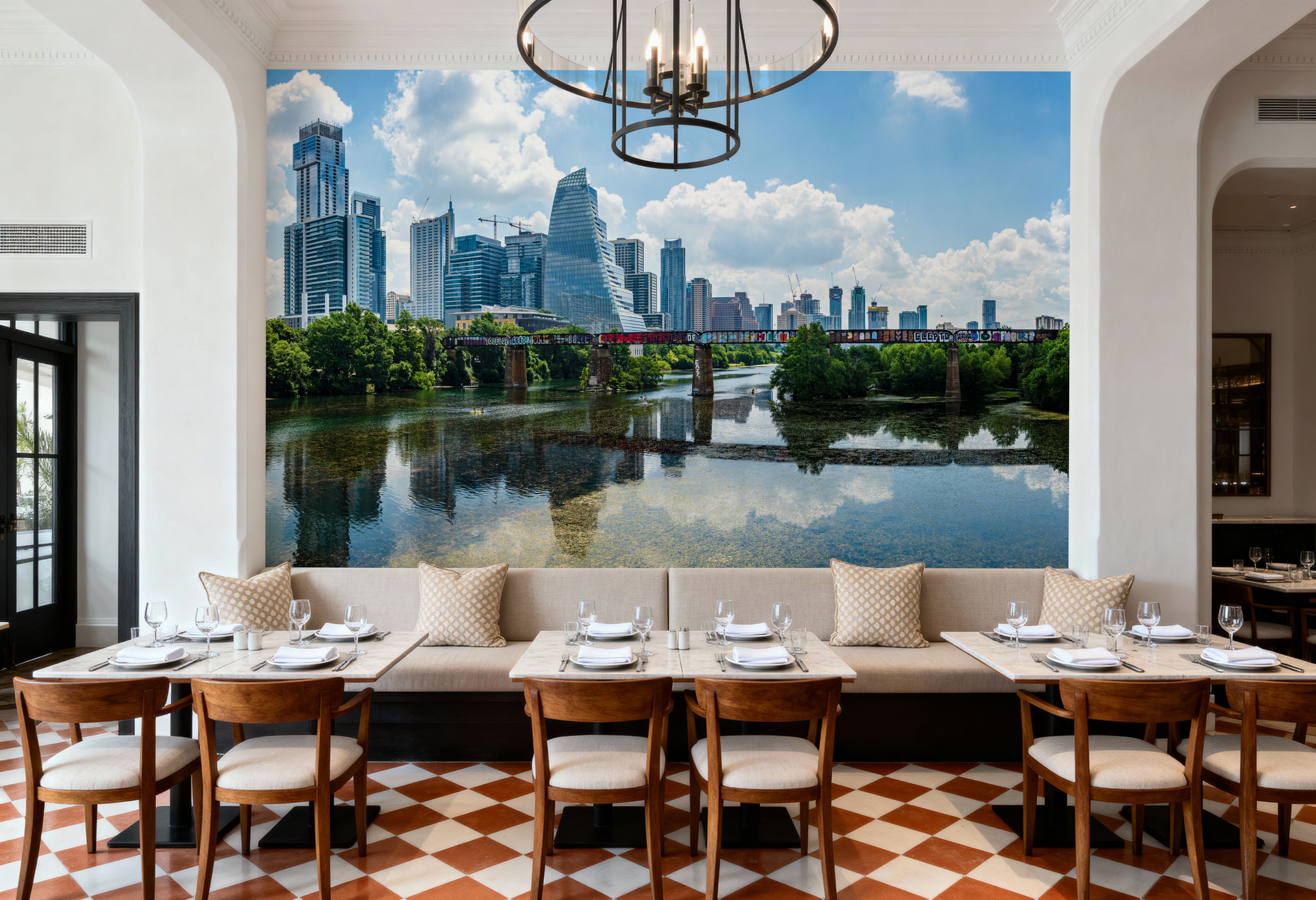 Urban Skyscrapers Blue Sky Reflection