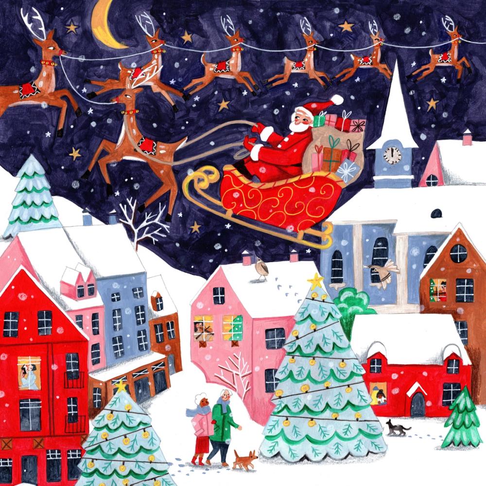 Santa and His Reindeers