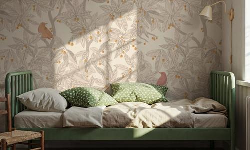 Cherry Tree Birds, Beige