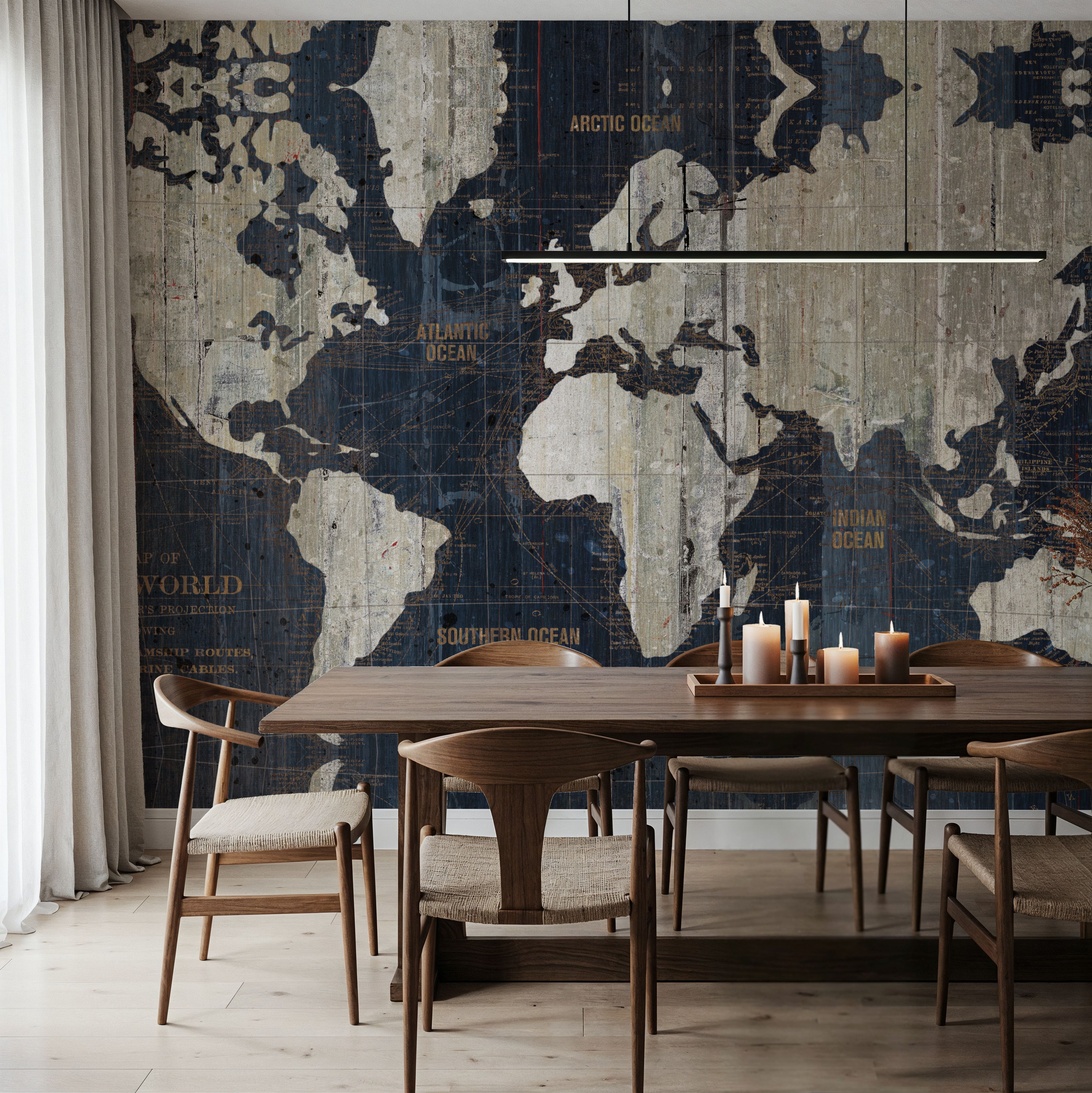Old World Map Blue
