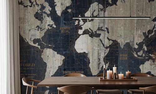 Old World Map Blue