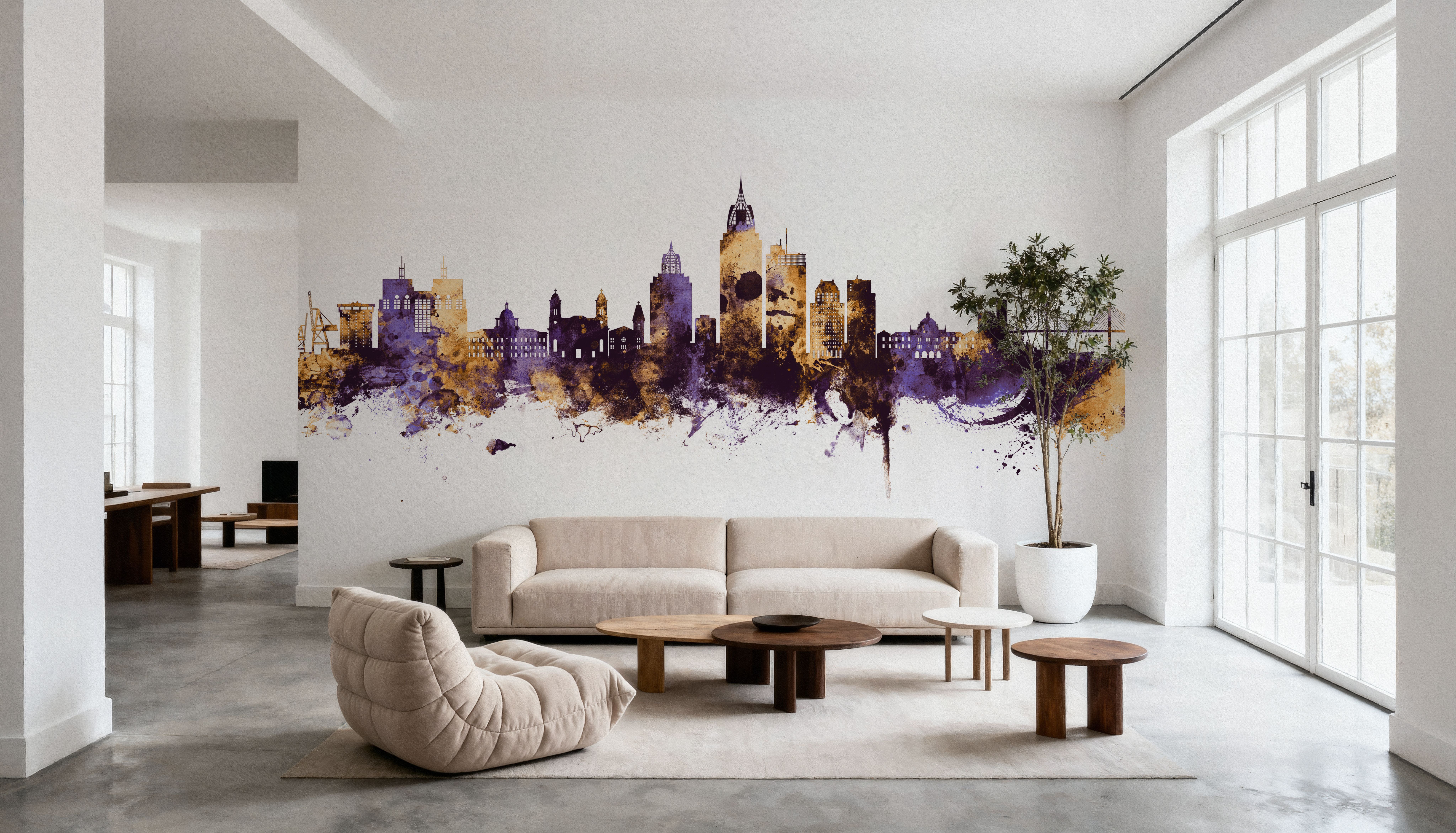Mobile Alabama Skyline Purple & Gold
