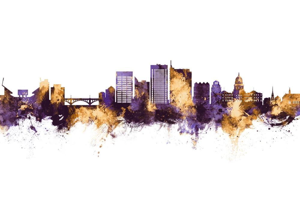Boise Idaho Skyline Purple & Gold
