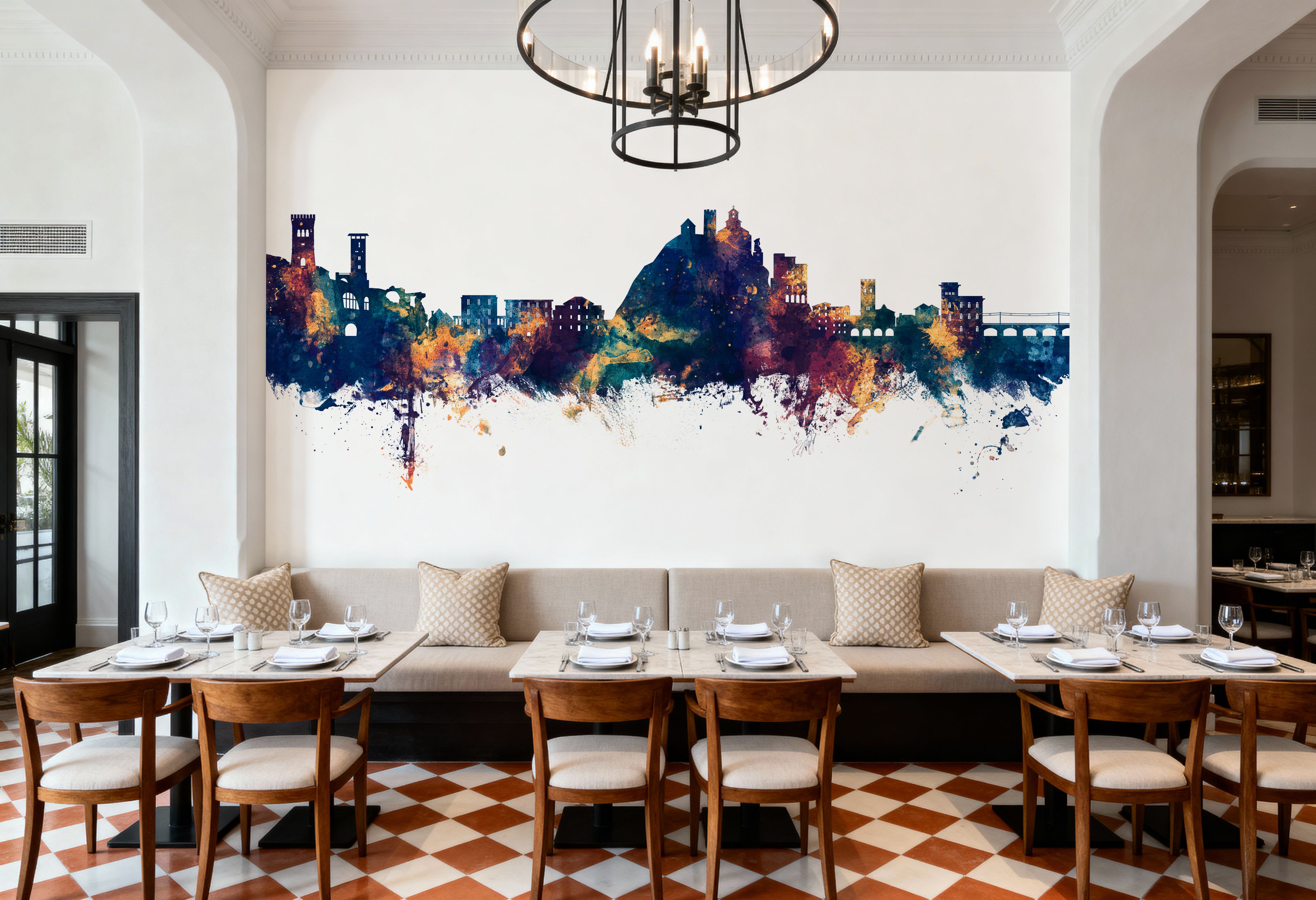 Monterosso al Mare Italy Skyline Blue & Bronze, Wallpaper