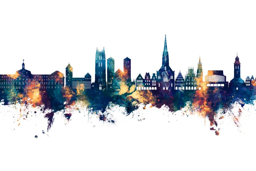 Münster Germany Skyline Blue & Bronze