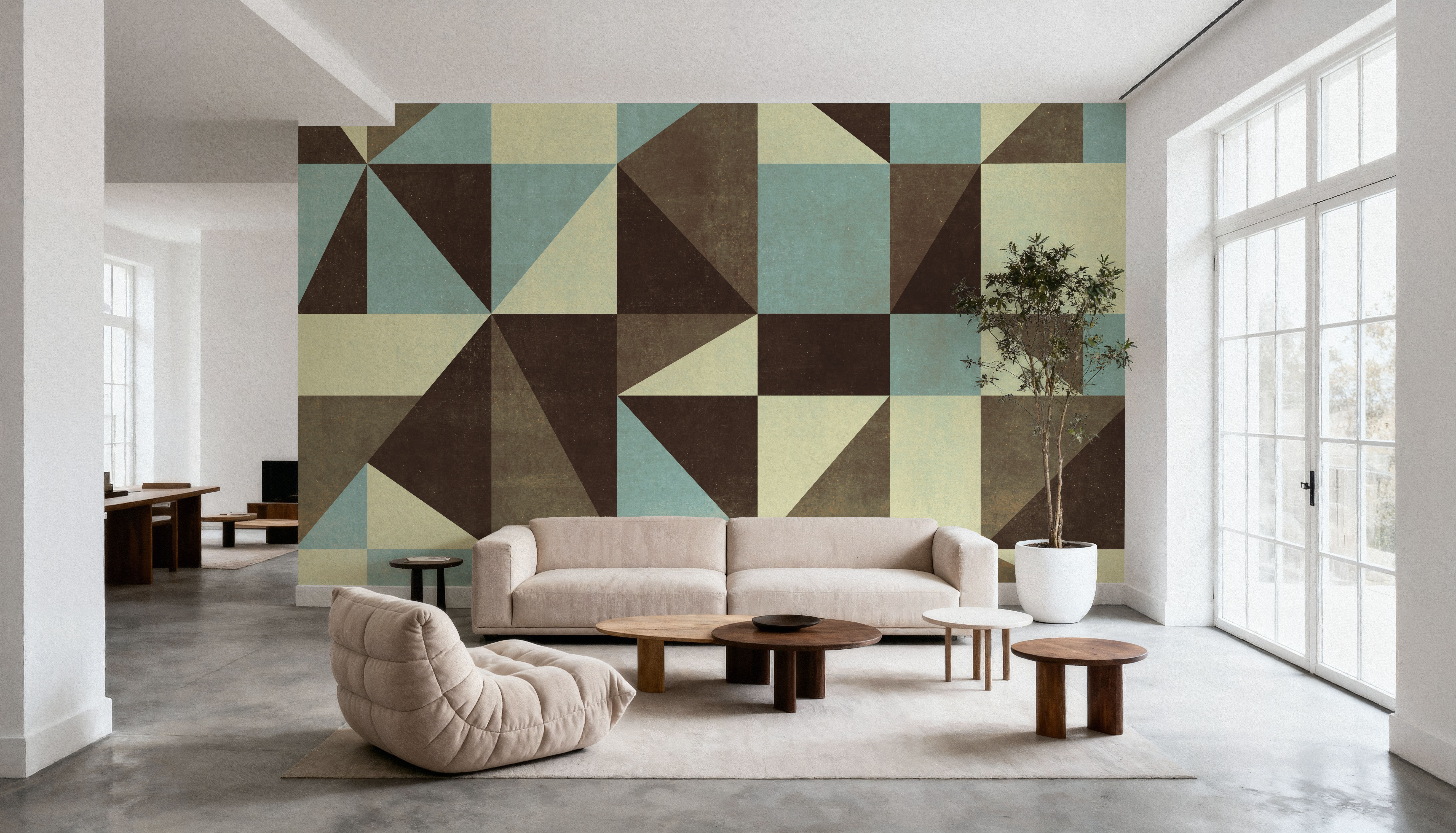 Modern Geometrics, Light Blue & Taupe, Wallpaper