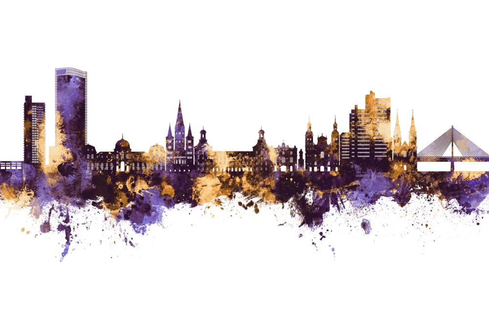 Bonn Skyline Purplr & Gold