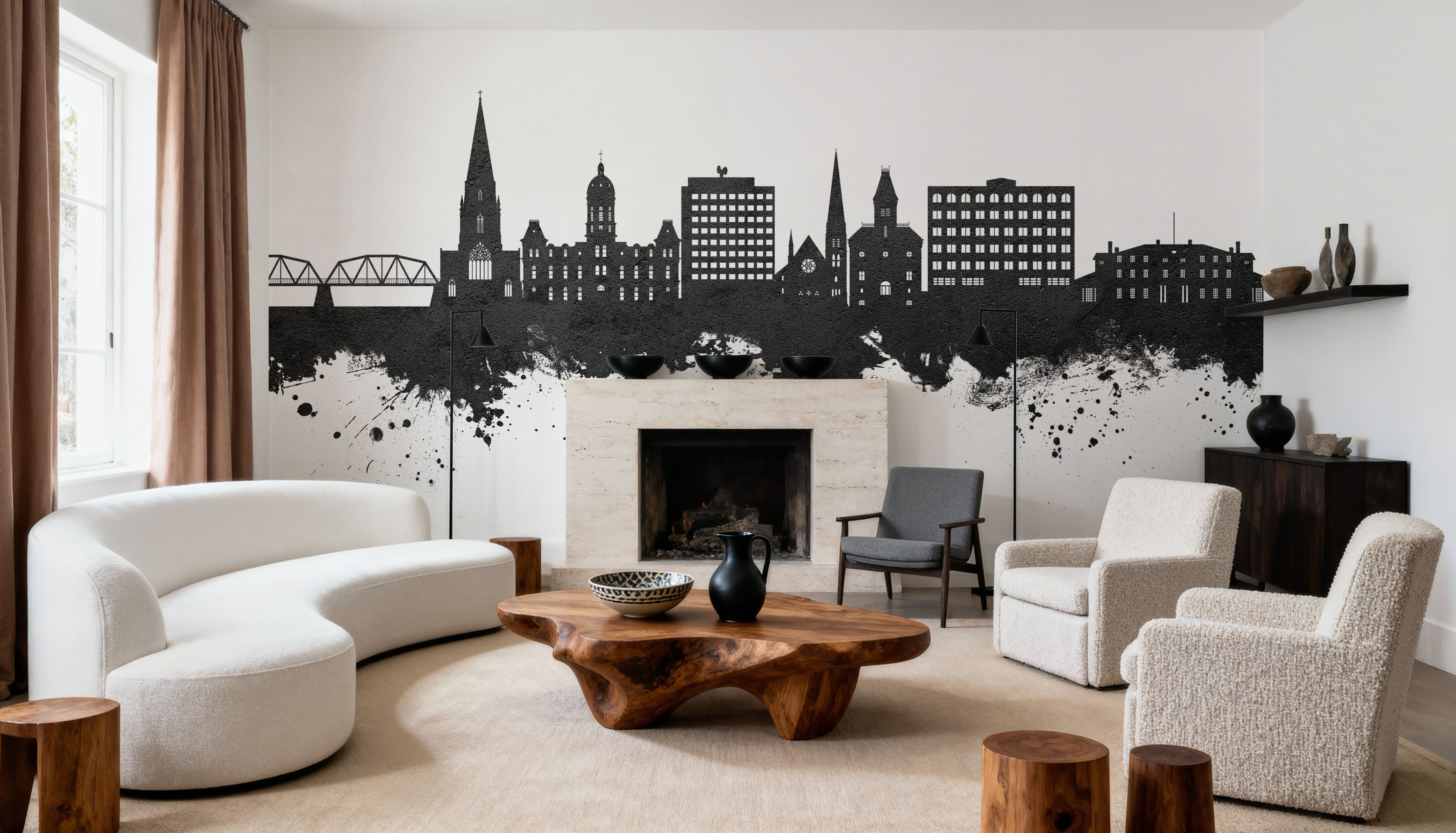 Fredericton Canada Skyline Black & White