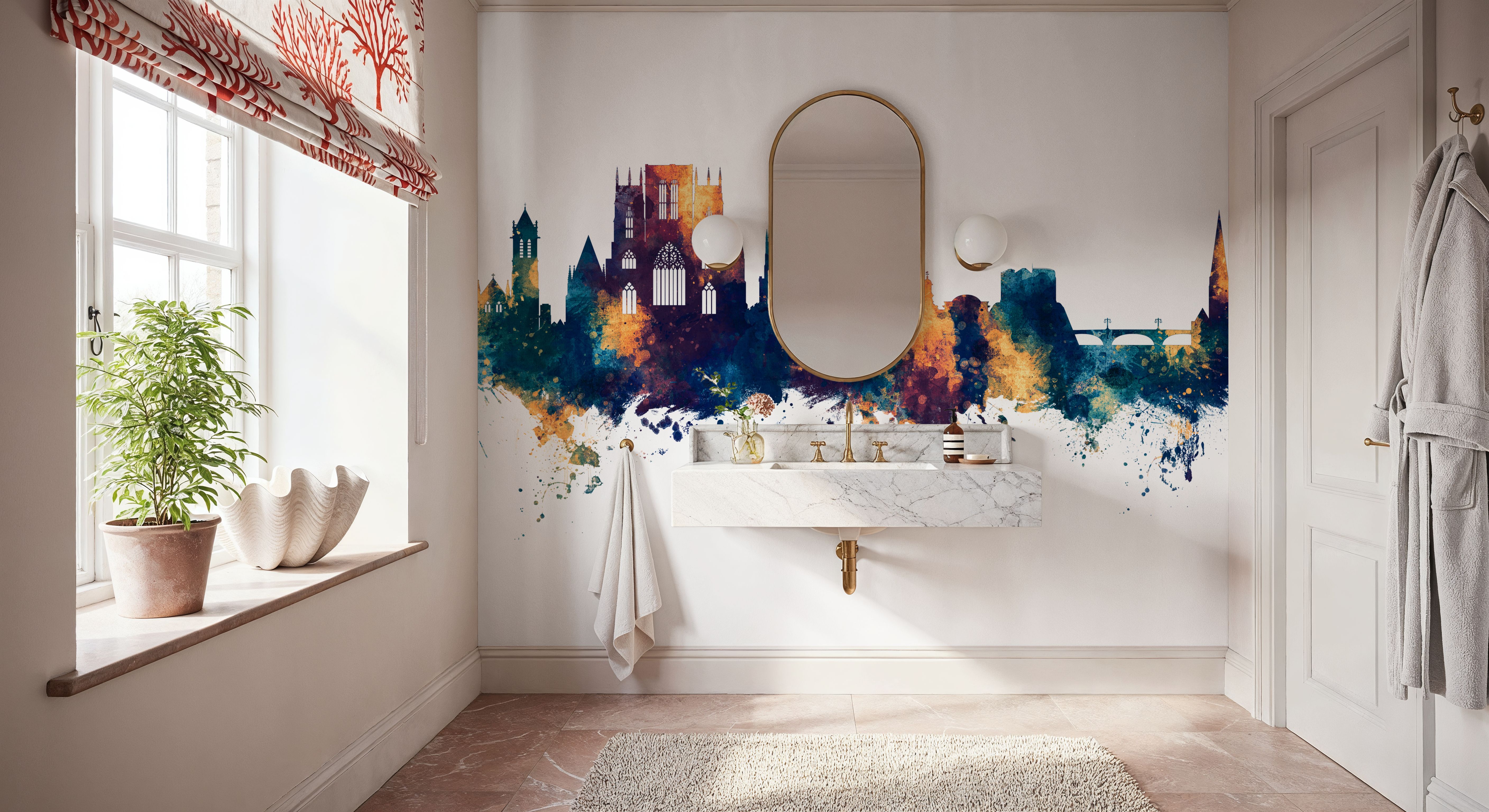 York England Skyline Blue & Bronze