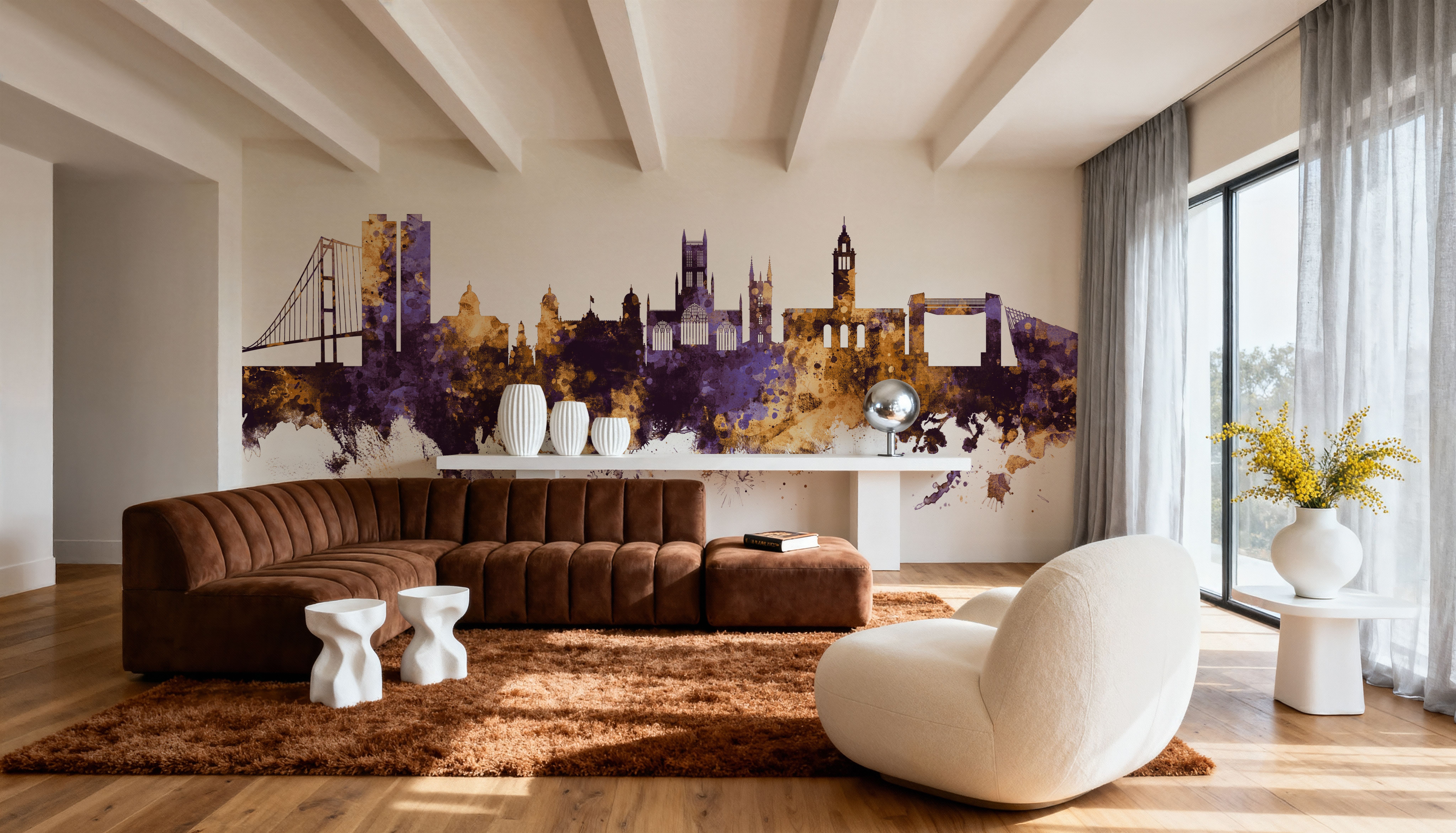 Kingston upon Hull England Skyline Purple & Gold