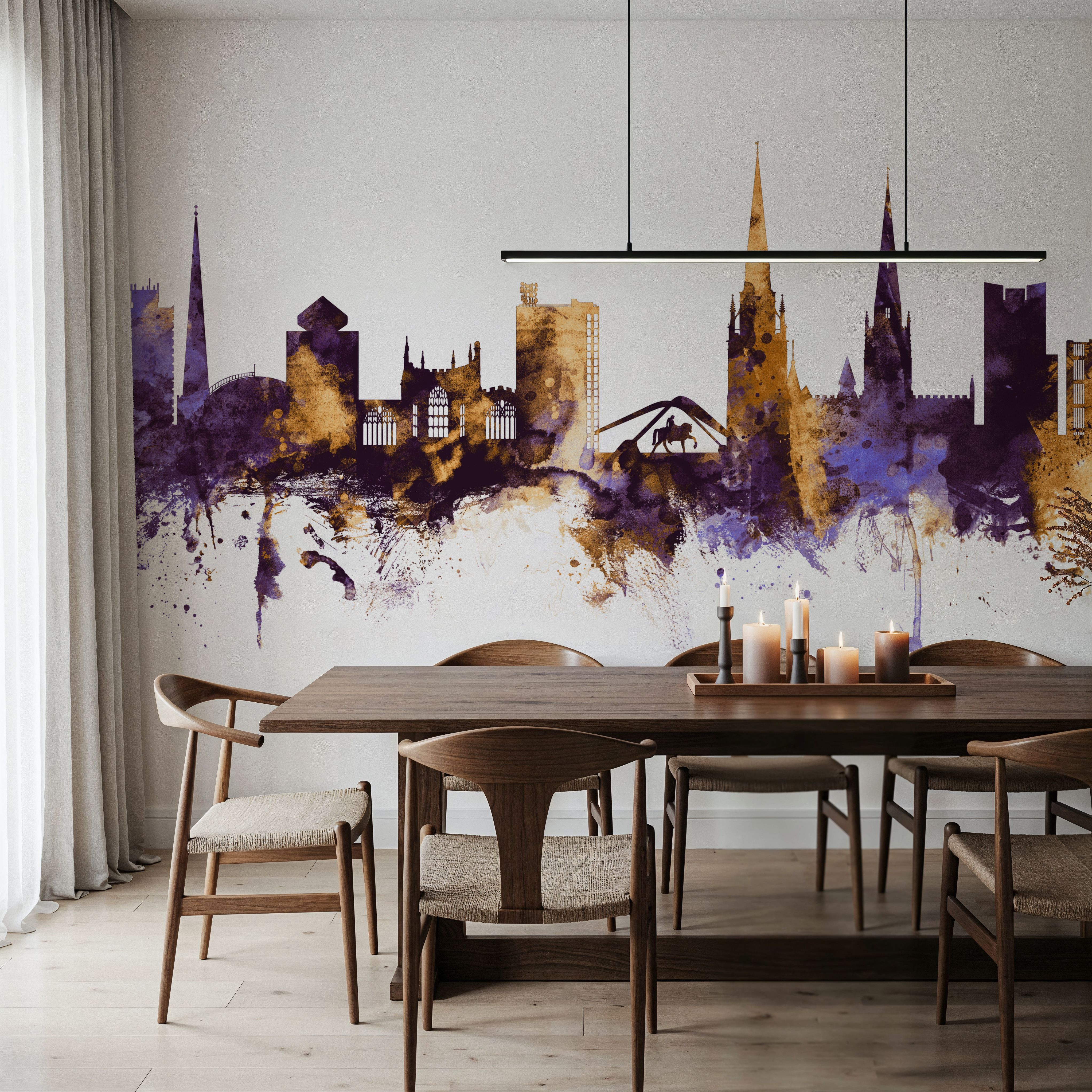 Coventry England Skyline Purple & Gold