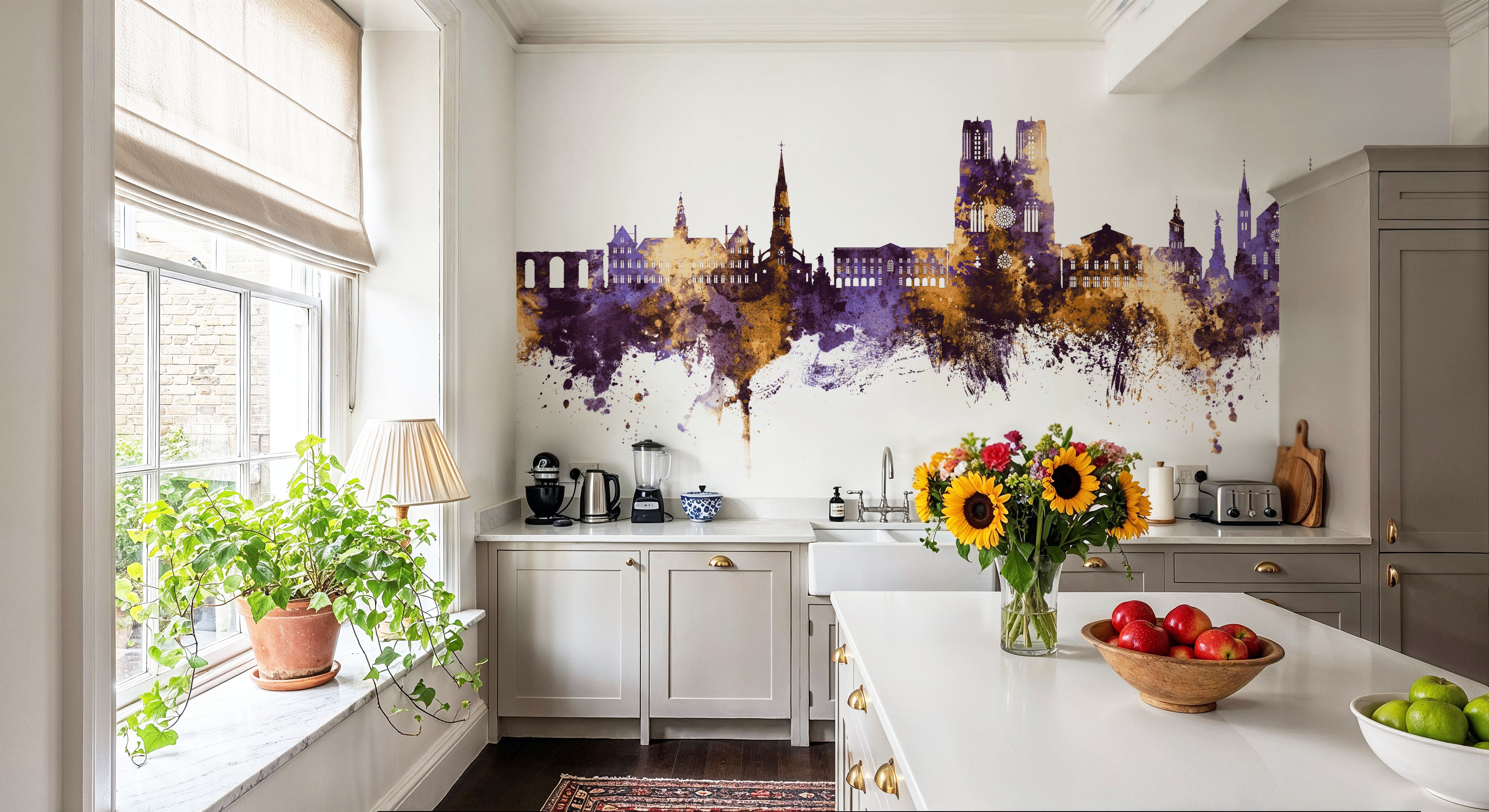 Reims France Skyline Purple & Gold