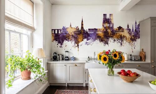 Reims France Skyline Purple & Gold