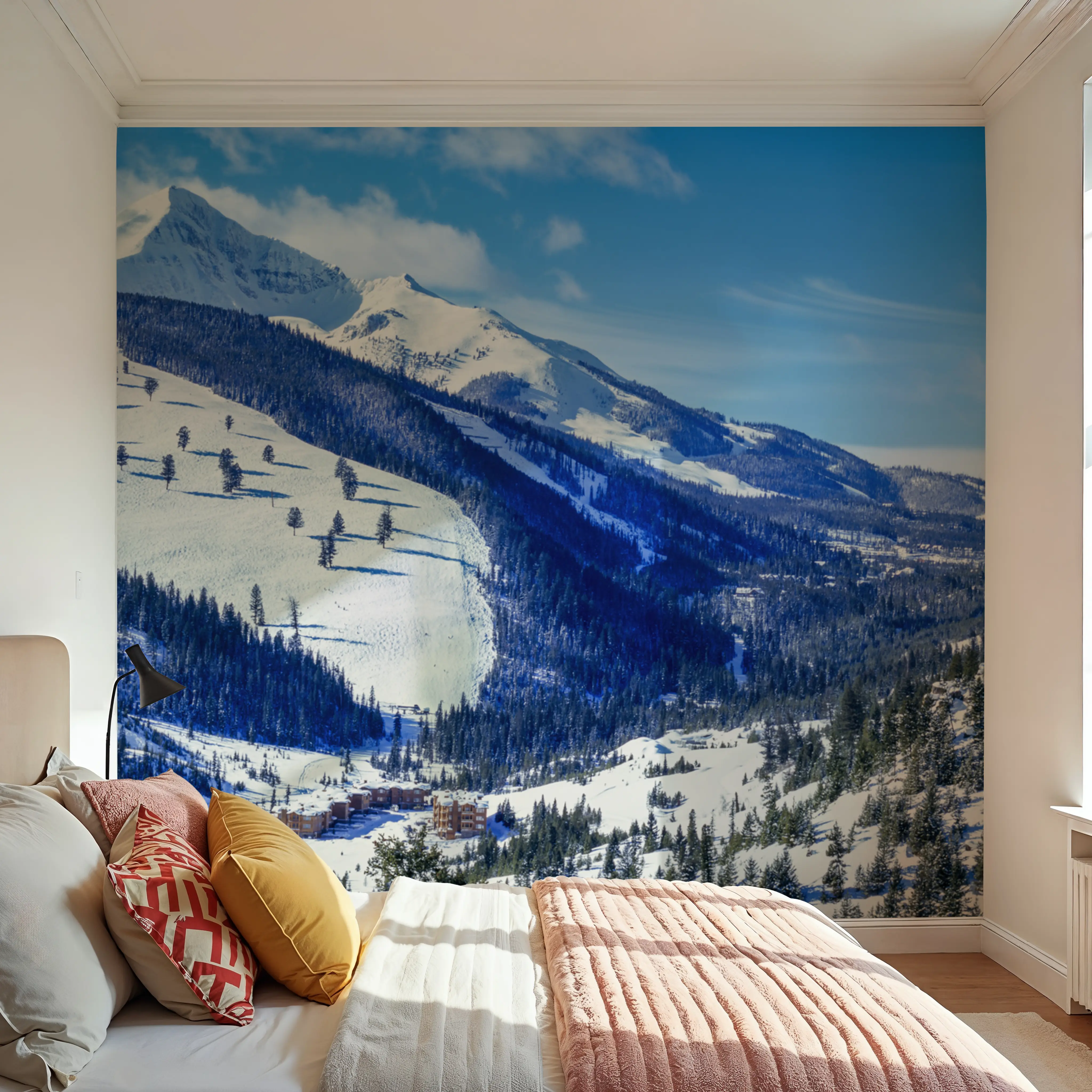 Papier Peint Panoramique - Alpine Sanctuary - Forêt Nature - Blanc - Salon - Wallism Belgique - Encollage au mur ou Autocollant