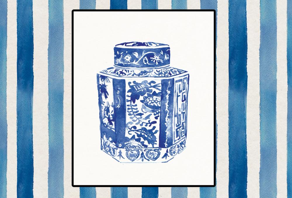 Chinoiserie Vase I Stripes
