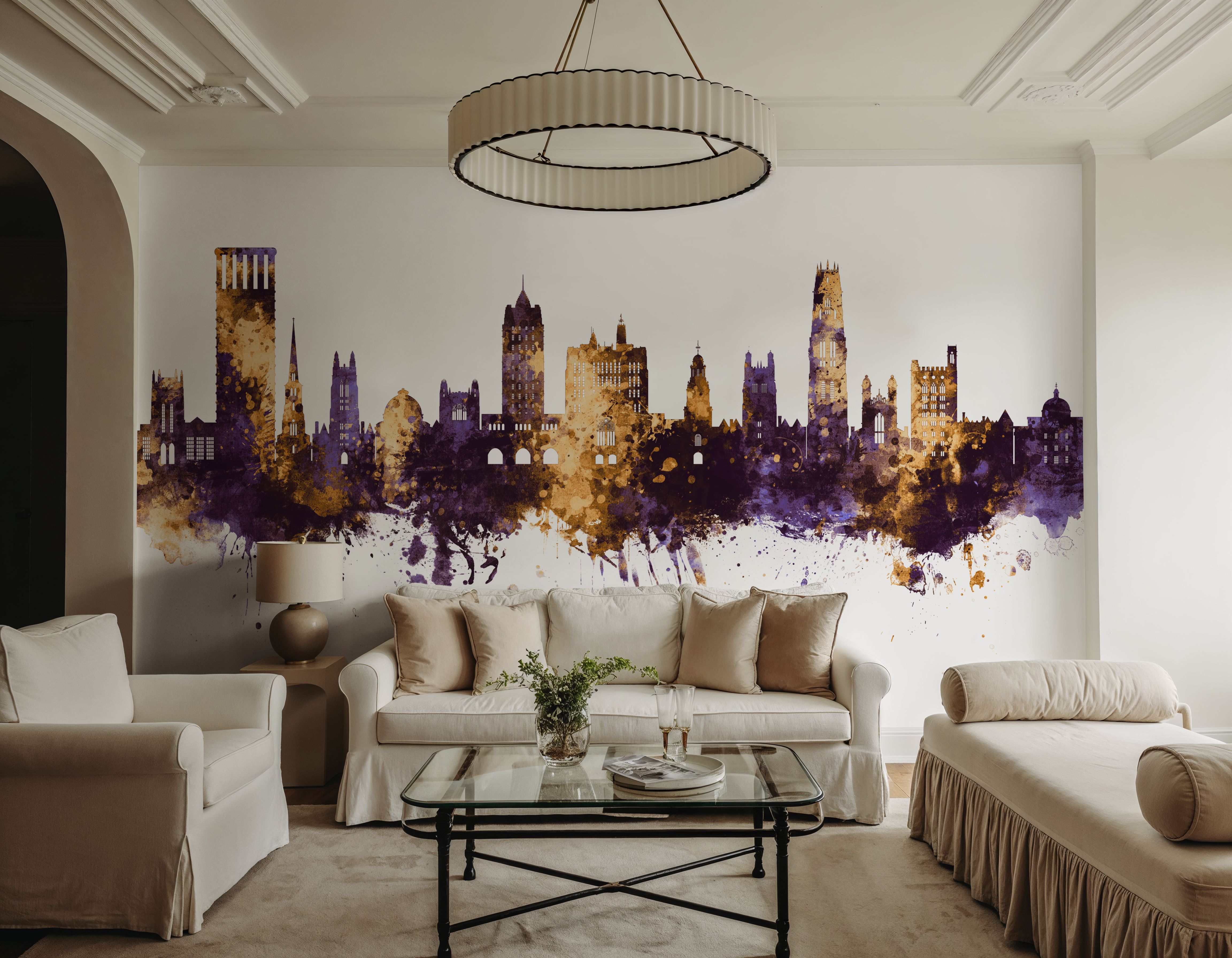 New Haven Connecticut Skyline Purlpe & Gold