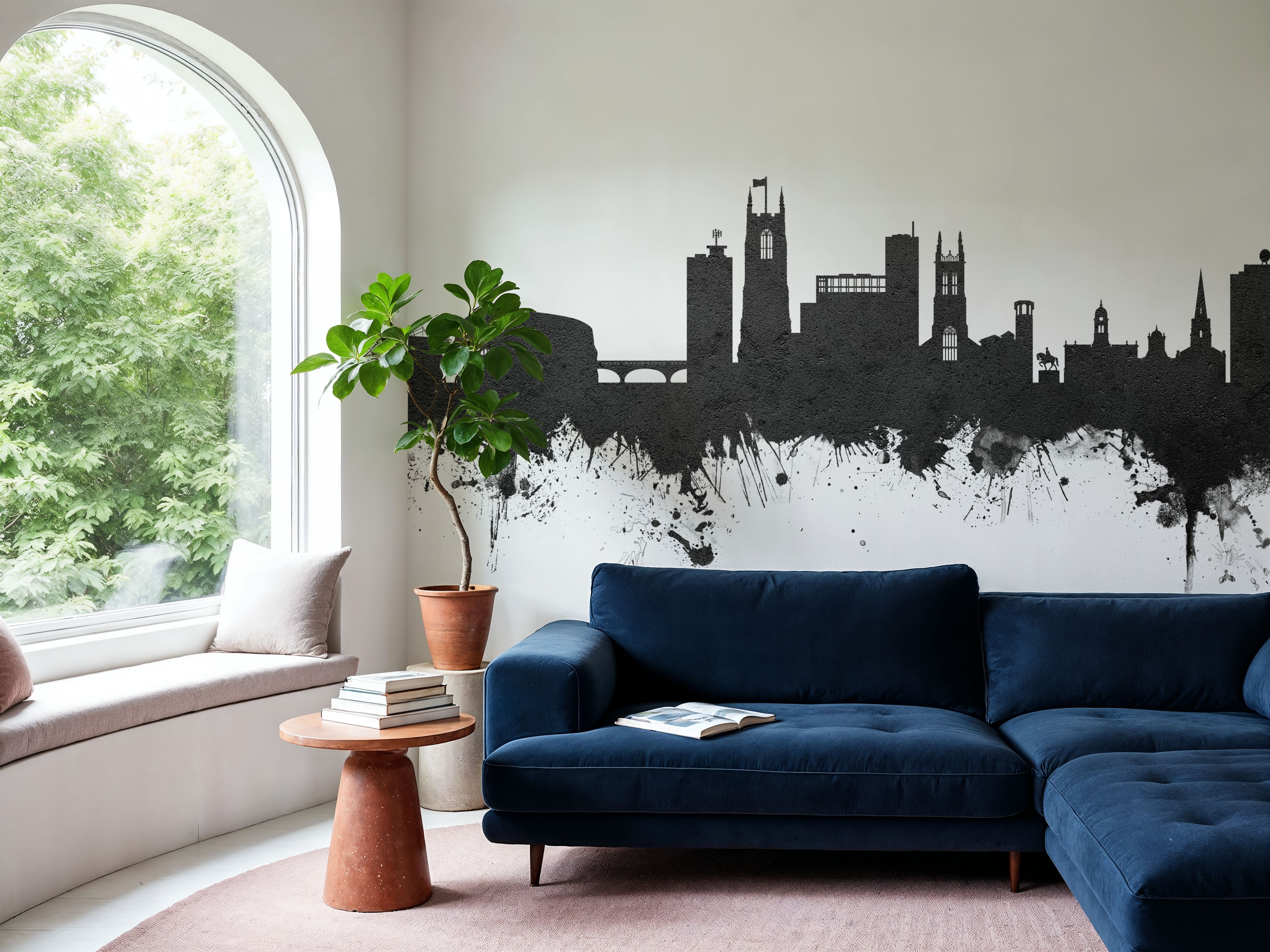 Derby England Skyline Black & White 