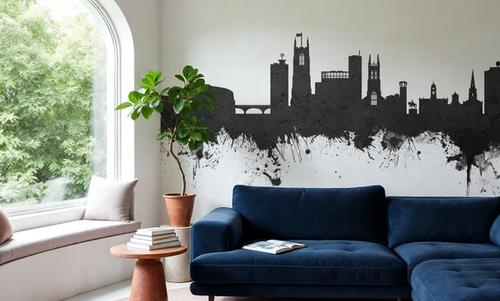Derby England Skyline Black & White