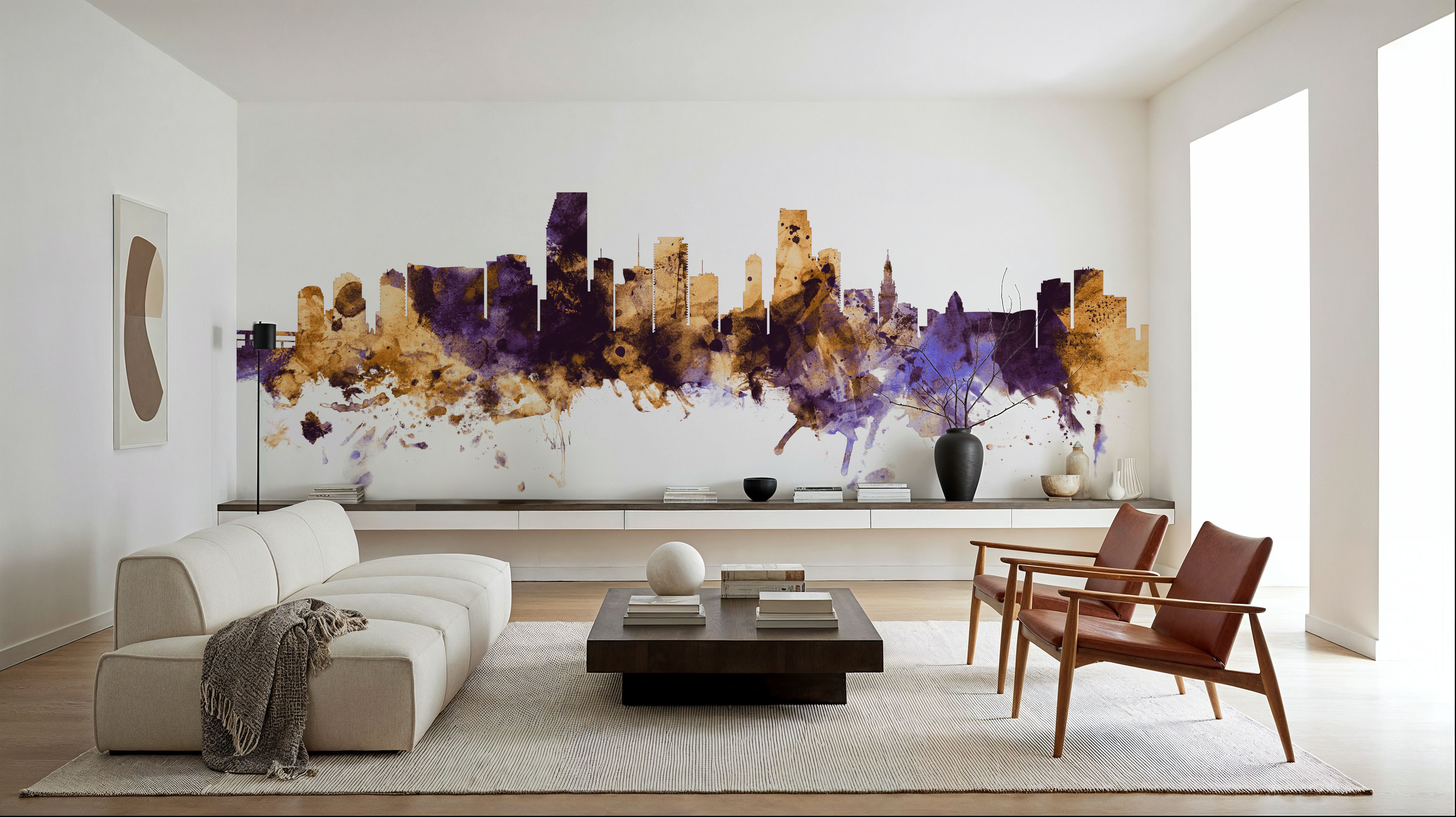 Miami Florida Skyline Purple & Gold