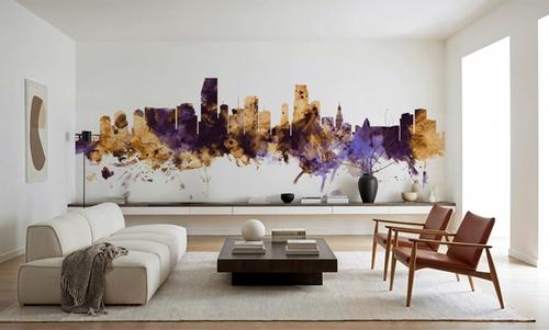 Miami Florida Skyline Purple & Gold